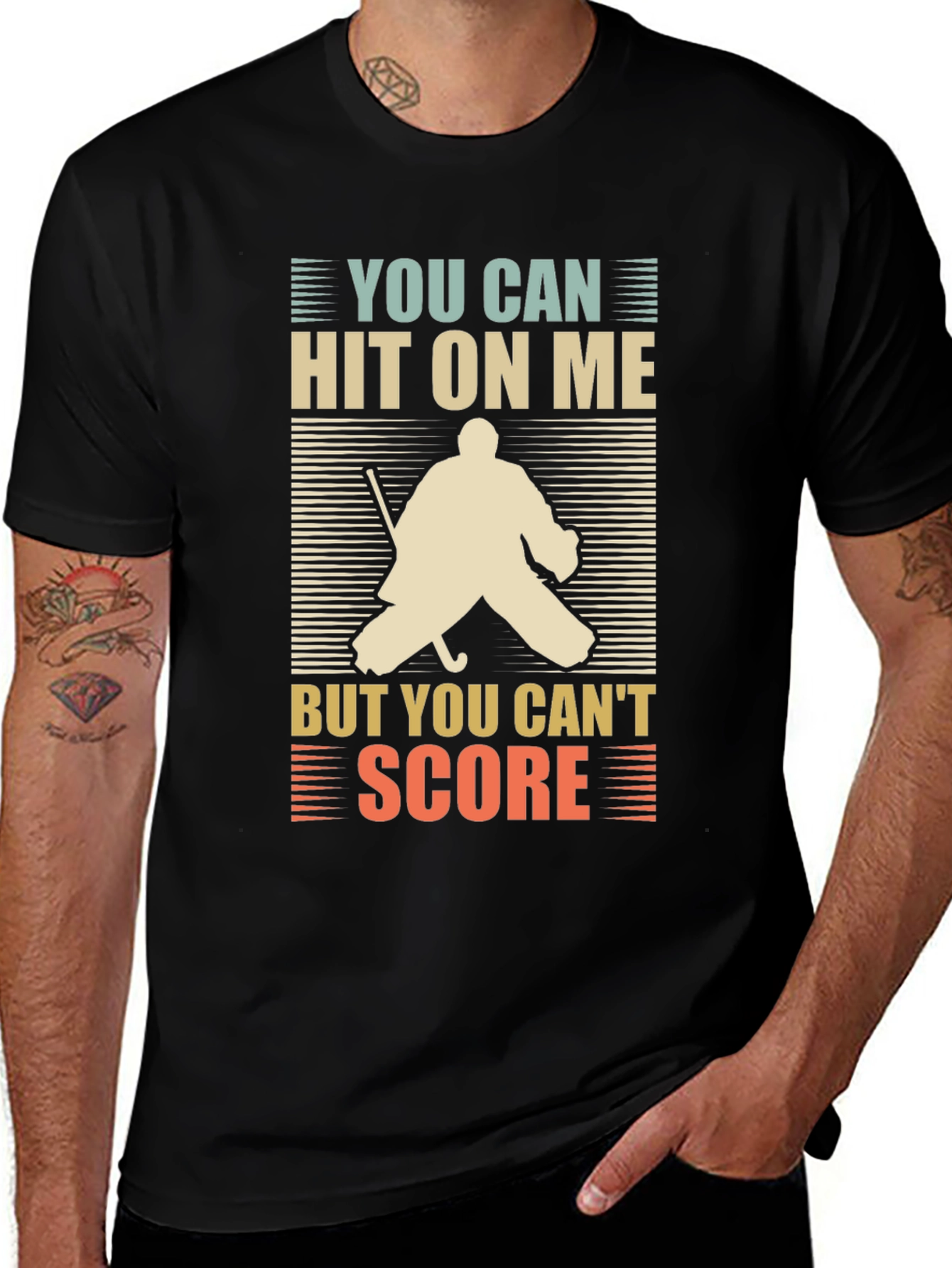 Variant 12 of Hockey Goalie T-Shirt: You Can Hit On Me, But You Can't Score