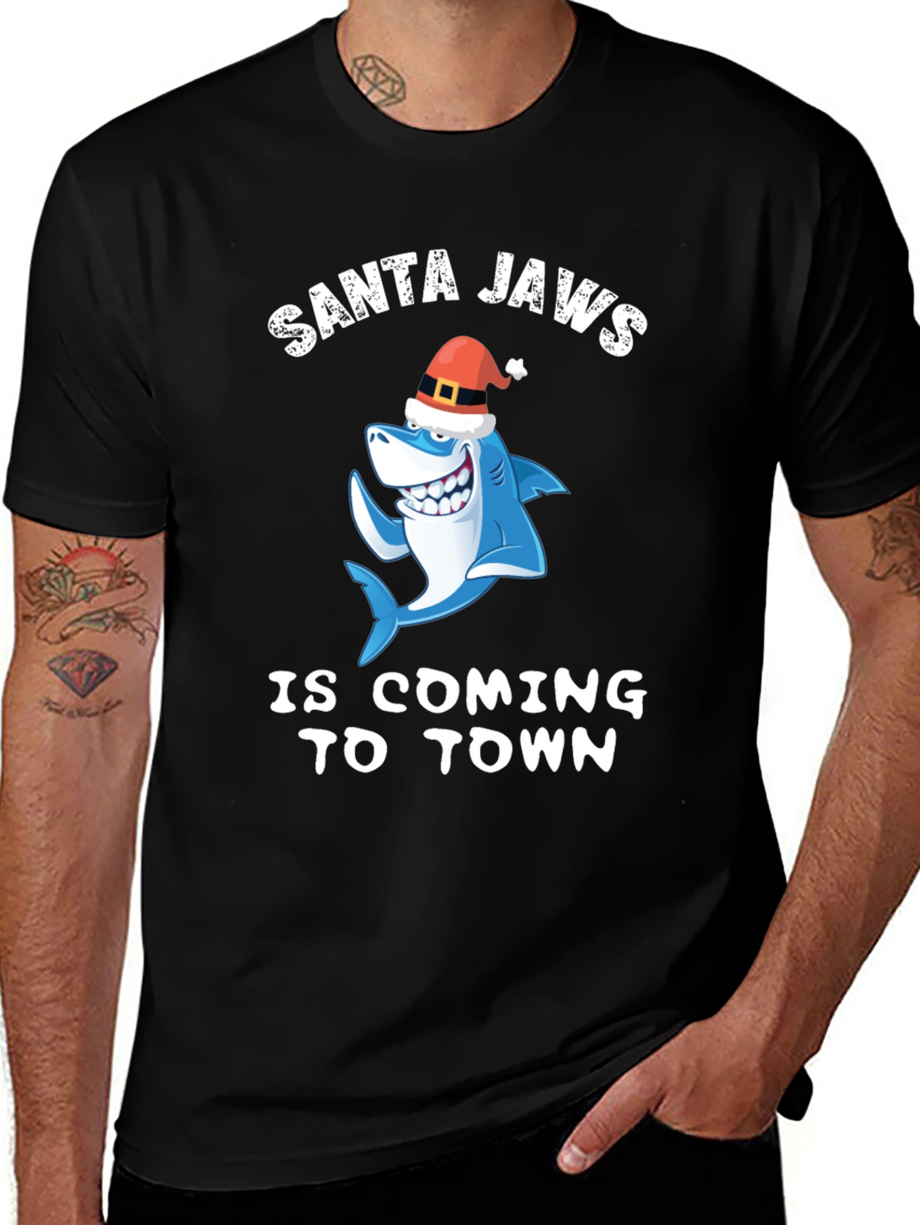 Santa Jaws T-Shirt - Christmas Shark Tee