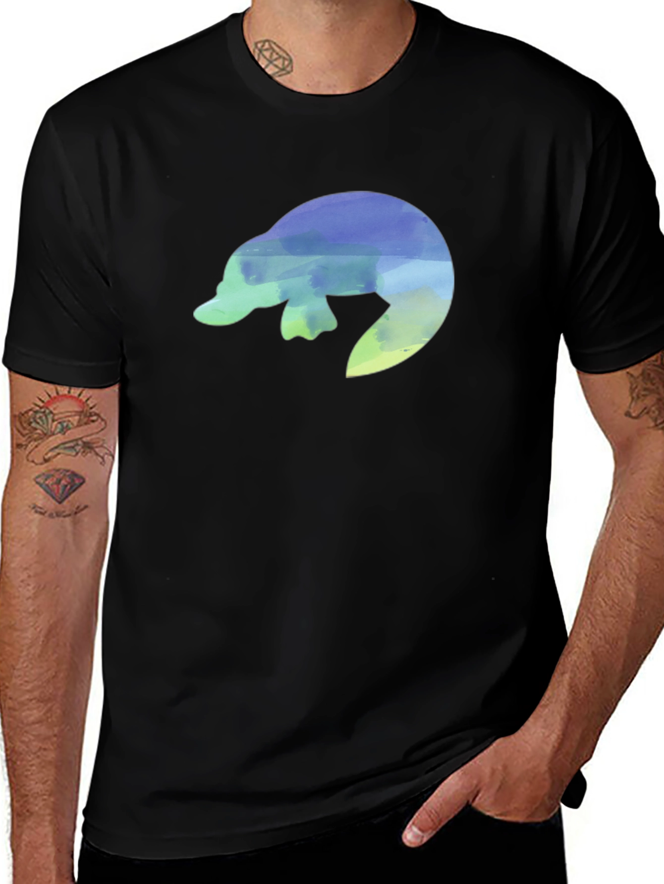 Variant 18 of Watercolor Platypus Black T-Shirt