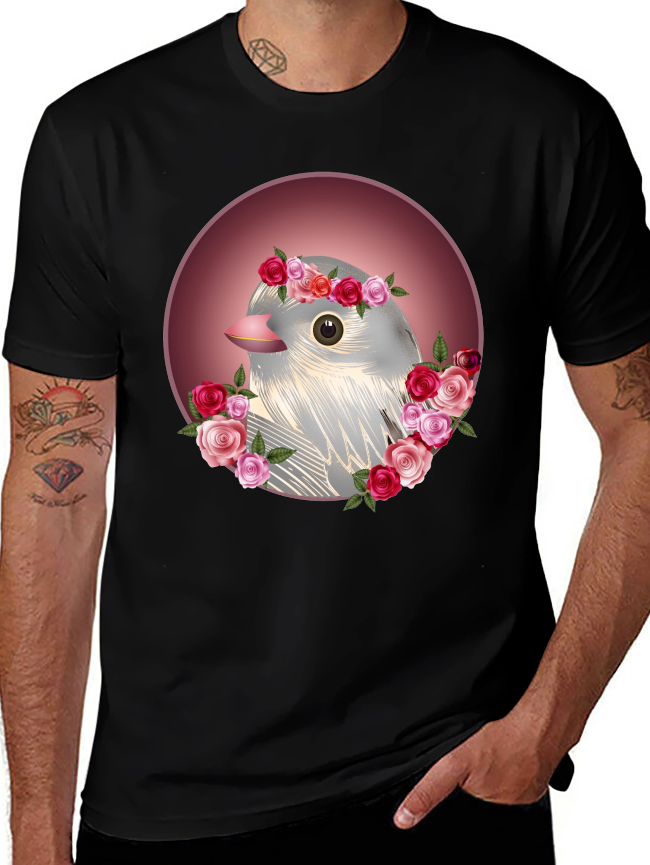 Variant 18 of Floral Bird Graphic Tee - Stylish Comfort