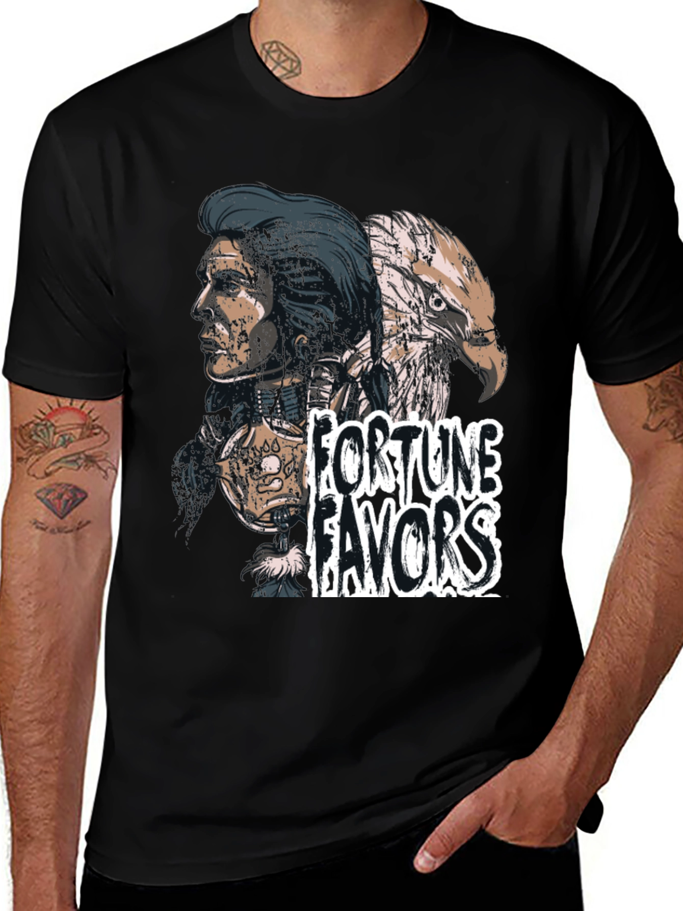 Variant 6 of Fortune Favors Black Graphic T-Shirt