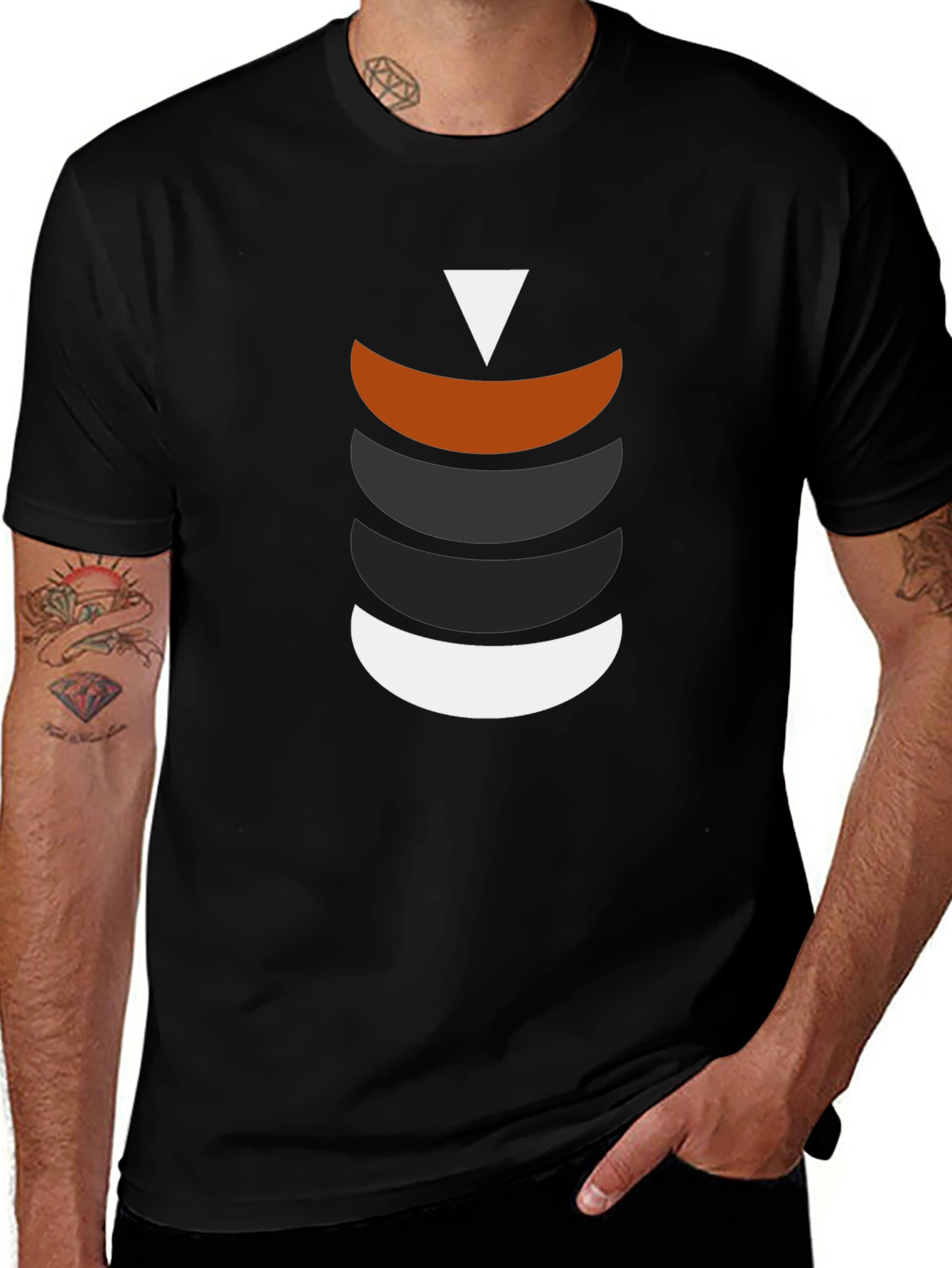 Variant 10 of Modern Geometric Crescent Stack T-Shirt