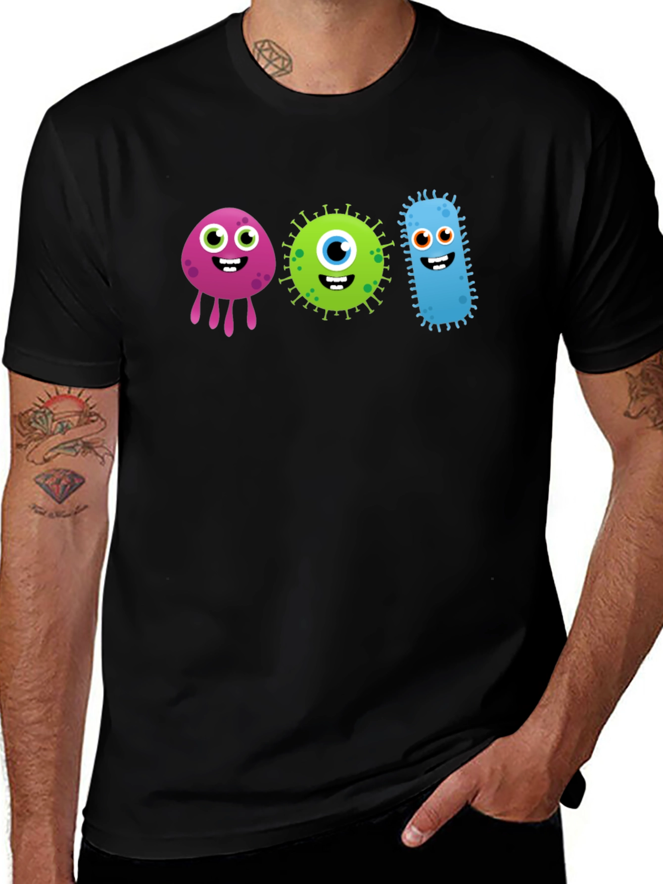 Variant 13 of Cute Germs Black T-Shirt