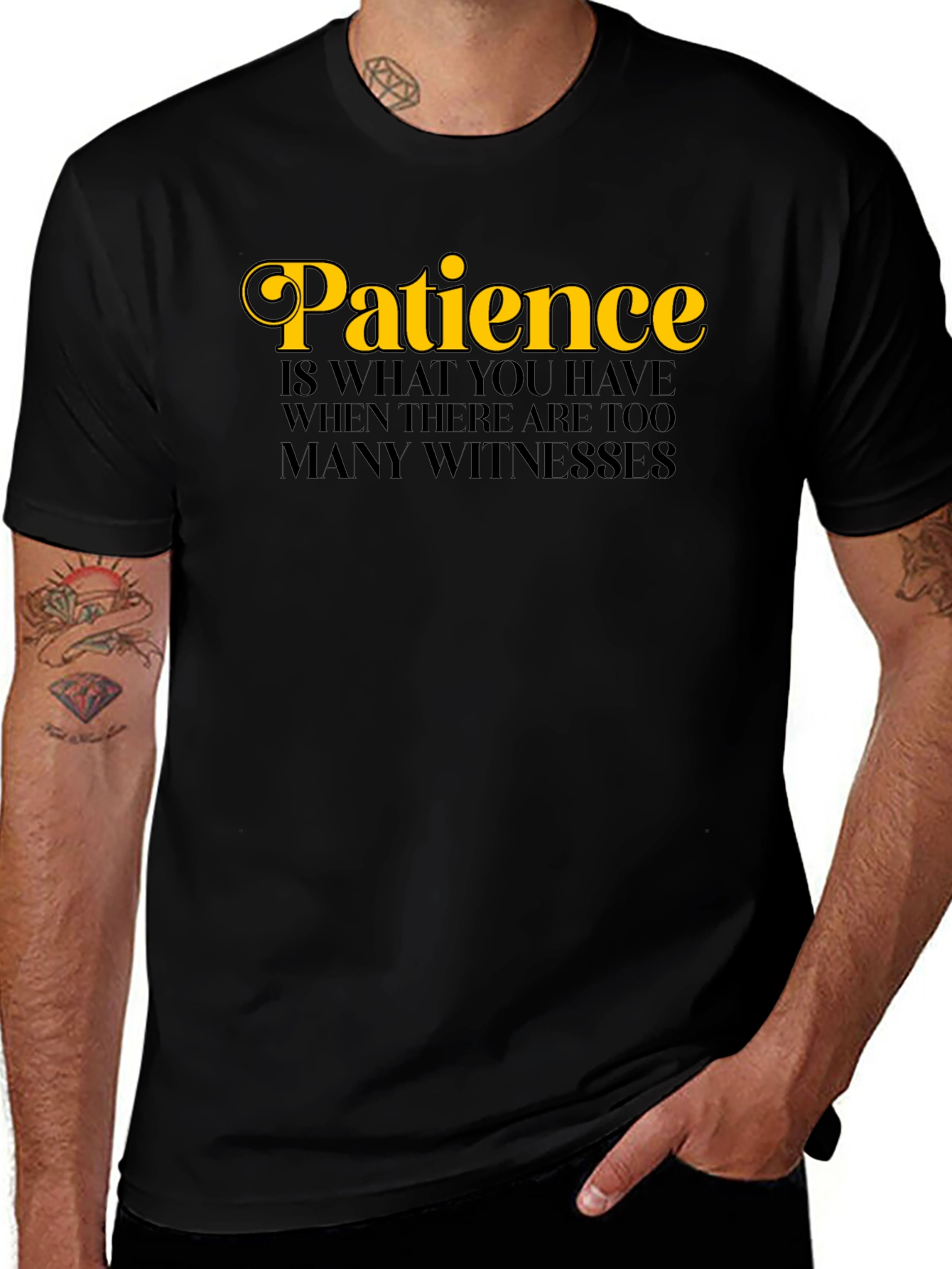 Variant 28 of Patience Quote Graphic T-Shirt - Black