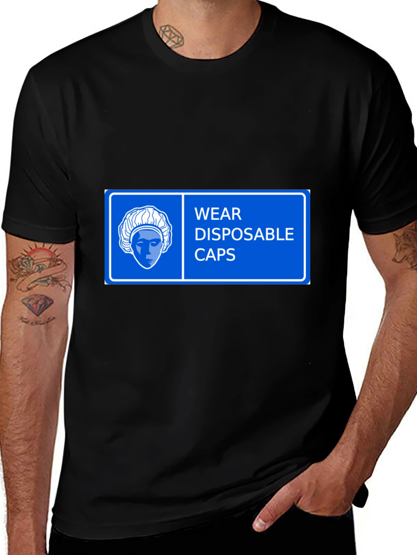 Variant 26 of Wear Disposable Caps T-Shirt - Black