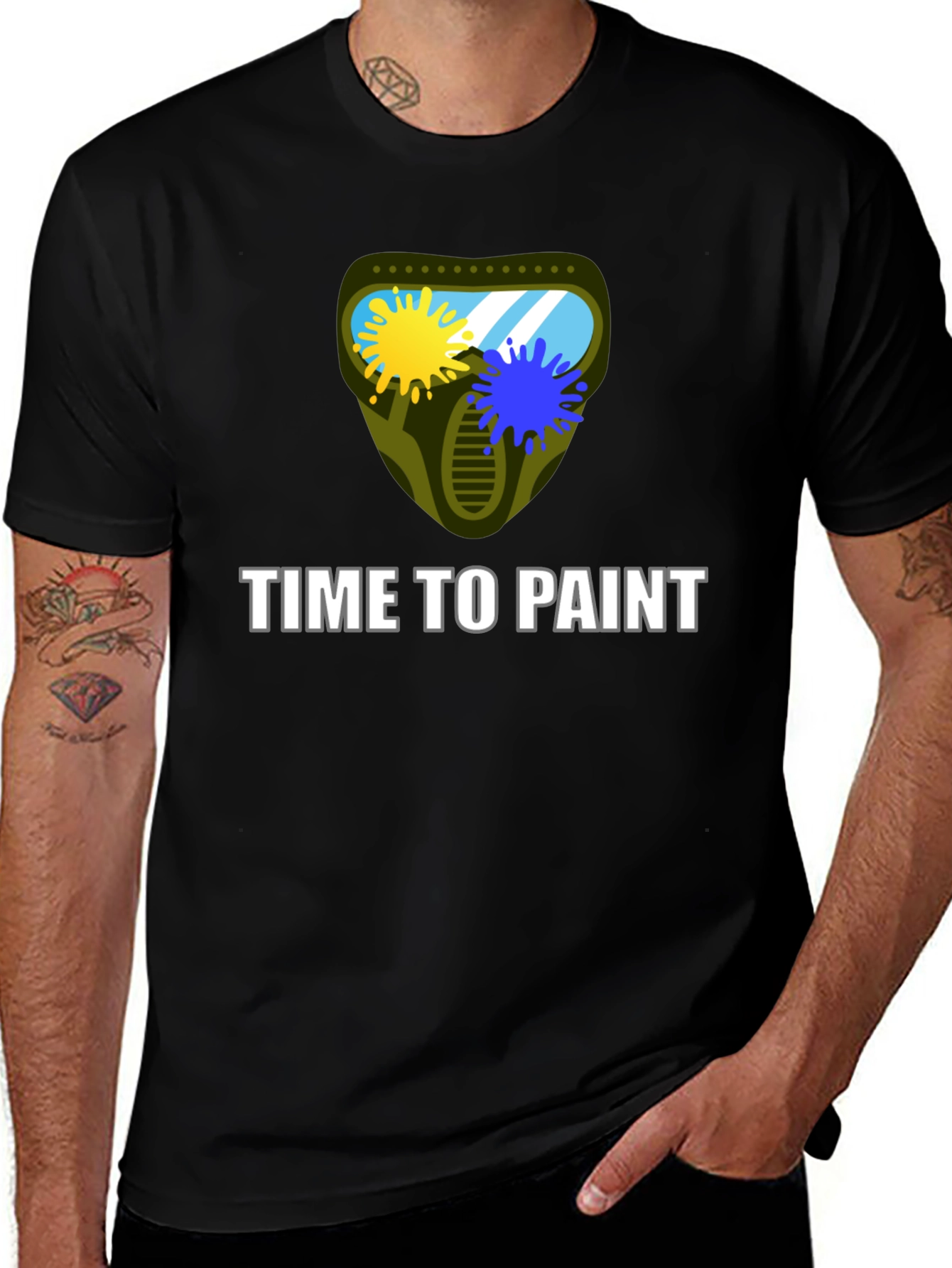 Variant 6 of Time to Paint Graphic T-Shirt - Black Cotton Tee