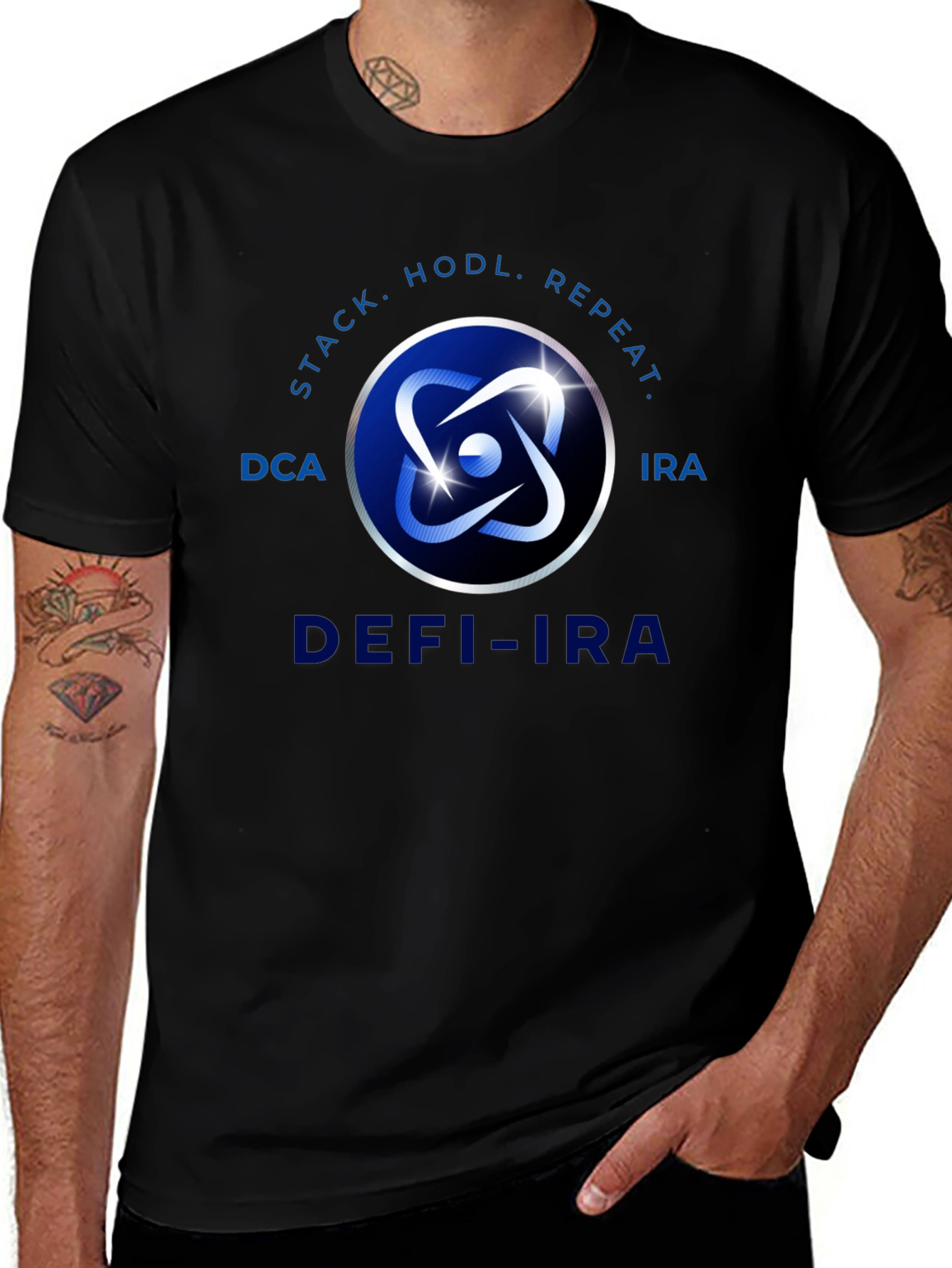 DeFi IRA Black T-Shirt - Stack, Hodl, Repeat