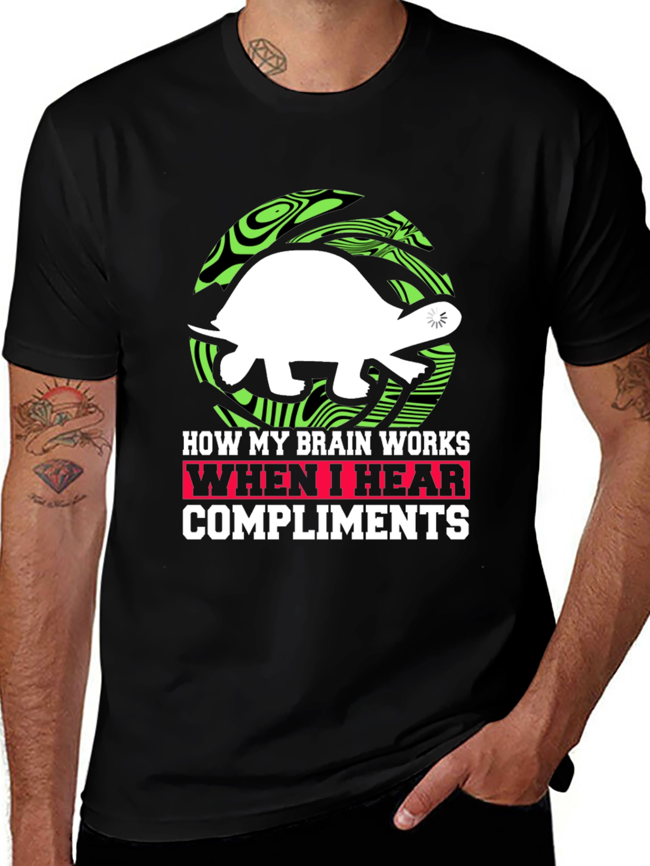 Humorous Turtle Brain Compliment Graphic Tee