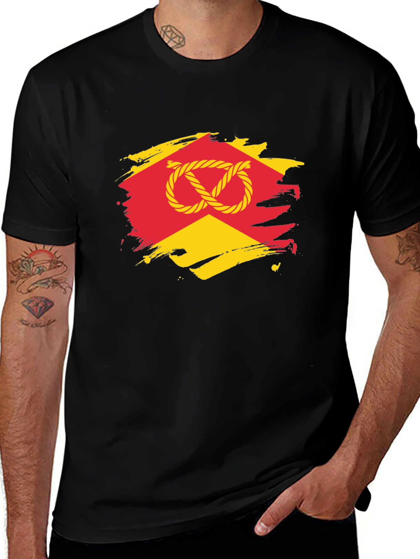 Variant 10 of Knot Graphic T-Shirt - Red & Yellow Design