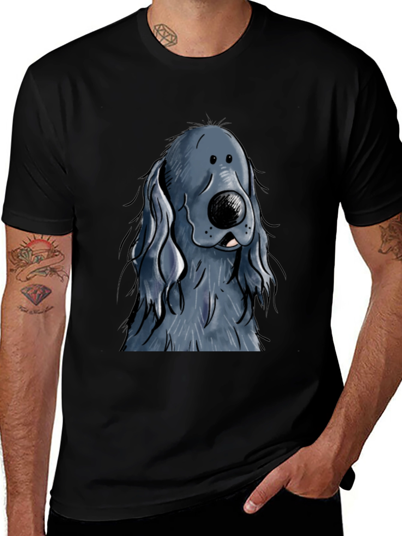 Variant 16 of Cartoon Dog Graphic Print Black T-Shirt