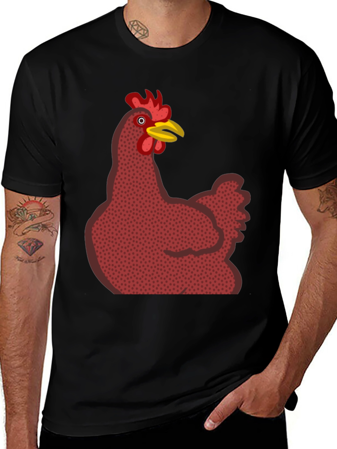 Variant 15 of Chicken Graphic T-Shirt - Black Casual Tee