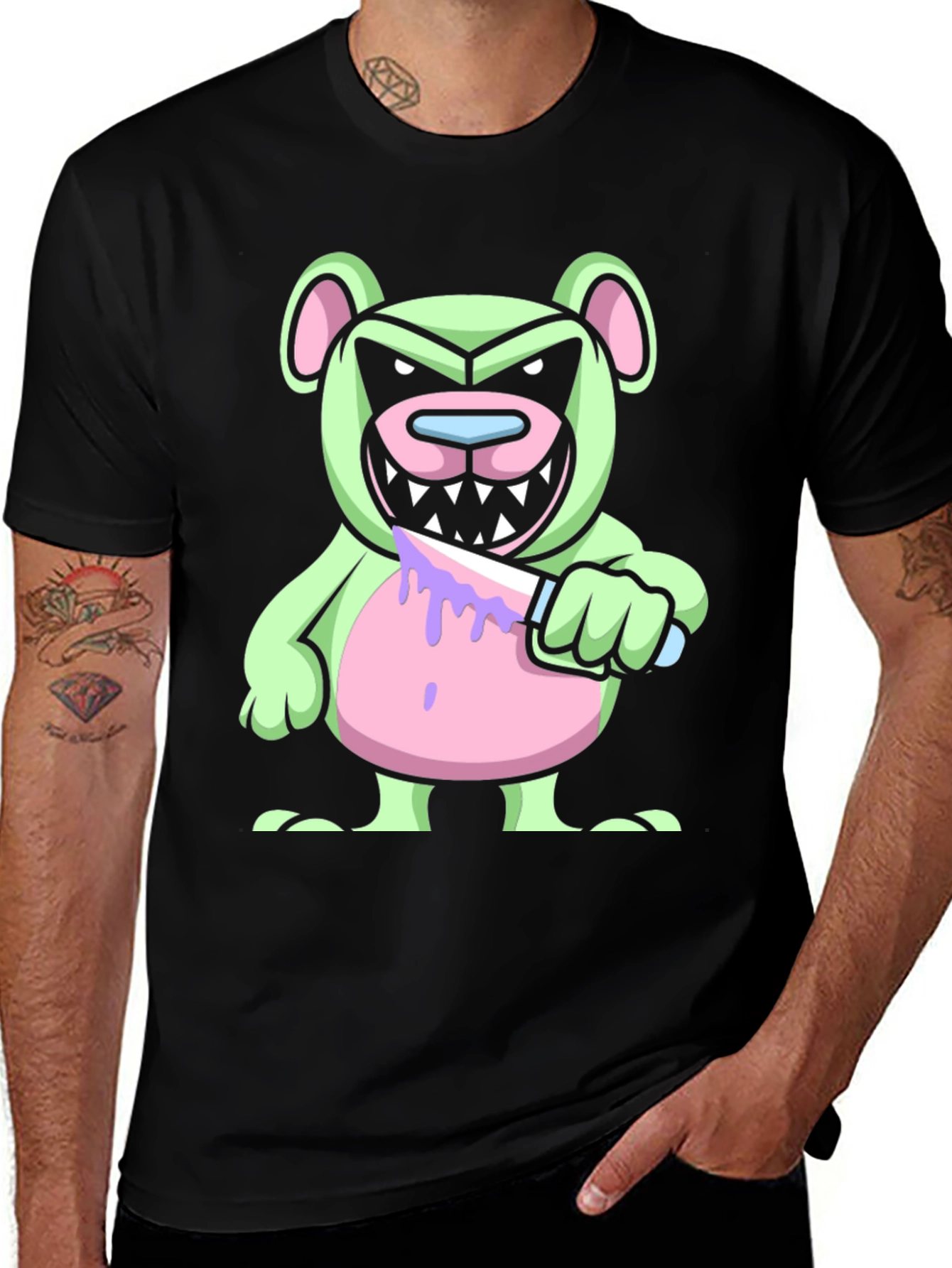 Variant 3 of Psycho Bear T-Shirt - Edgy Cartoon Graphic Tee