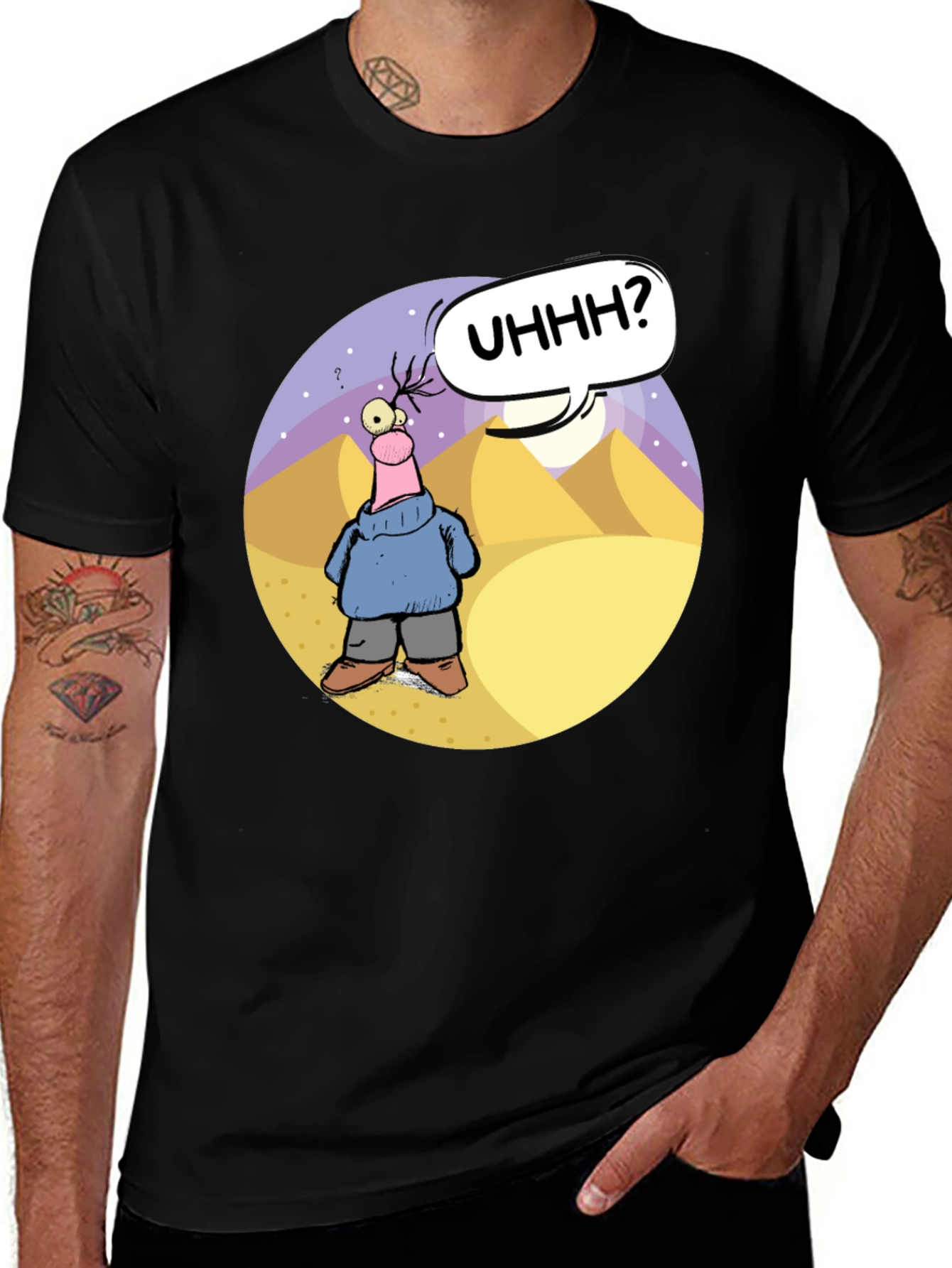 Variant 12 of Cartoon Graphic Black T-Shirt - Uhhh?
