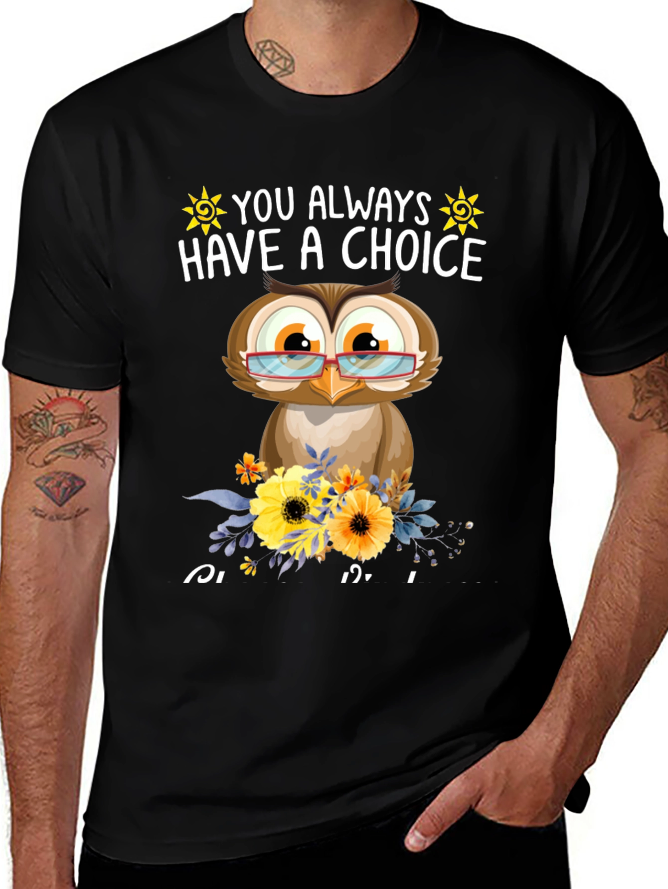 Variant 12 of Owl with Glasses T-Shirt - You Always Have a Choice