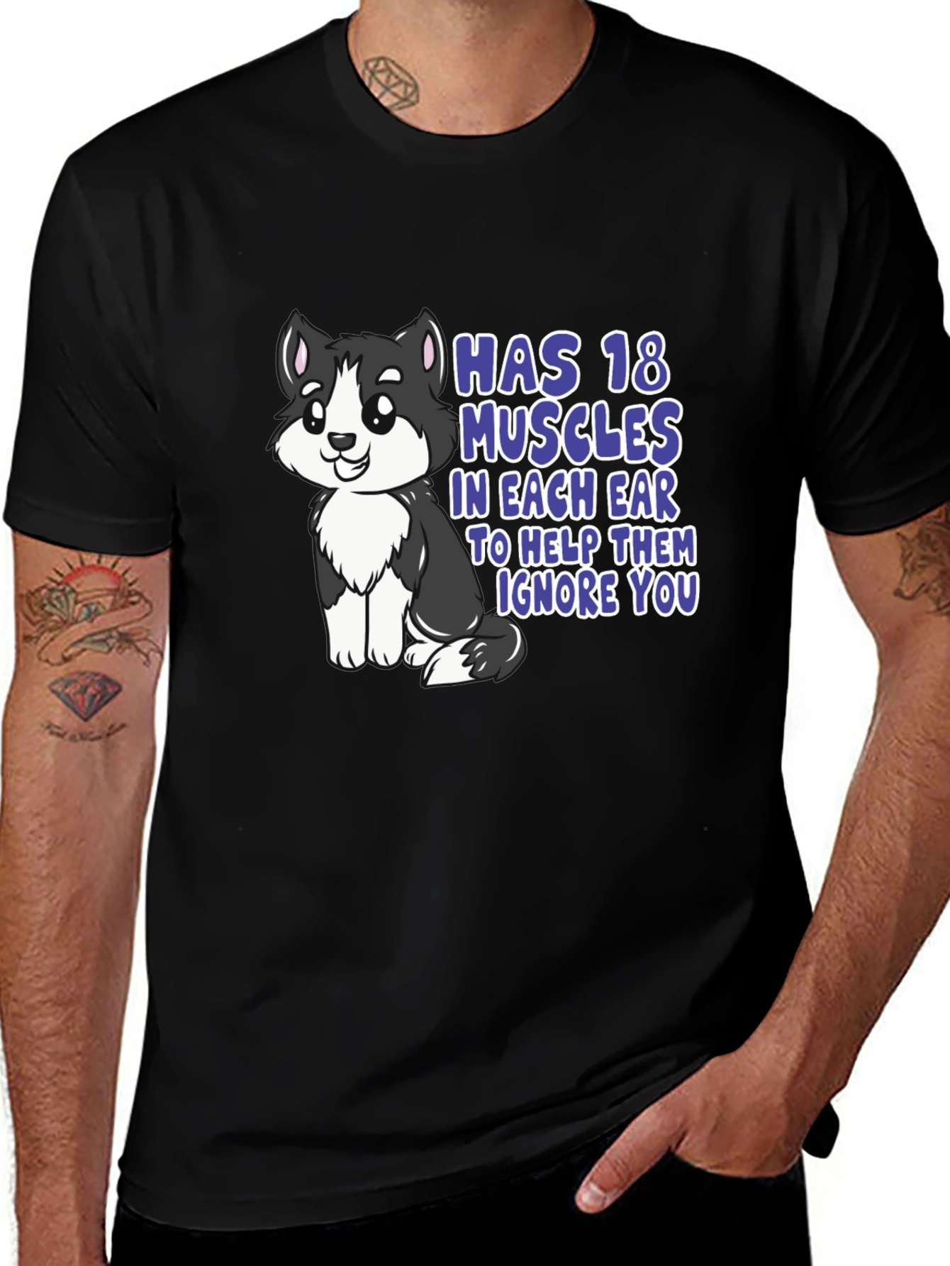 Variant 9 of Funny Dog T-Shirt - 18 Ear Muscles