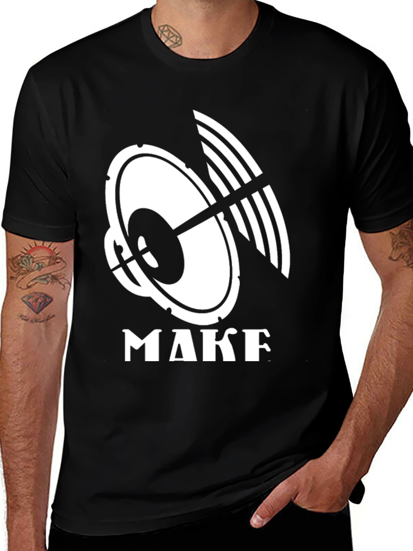 Variant 23 of Make Record T-Shirt - Black Cotton Graphic Tee