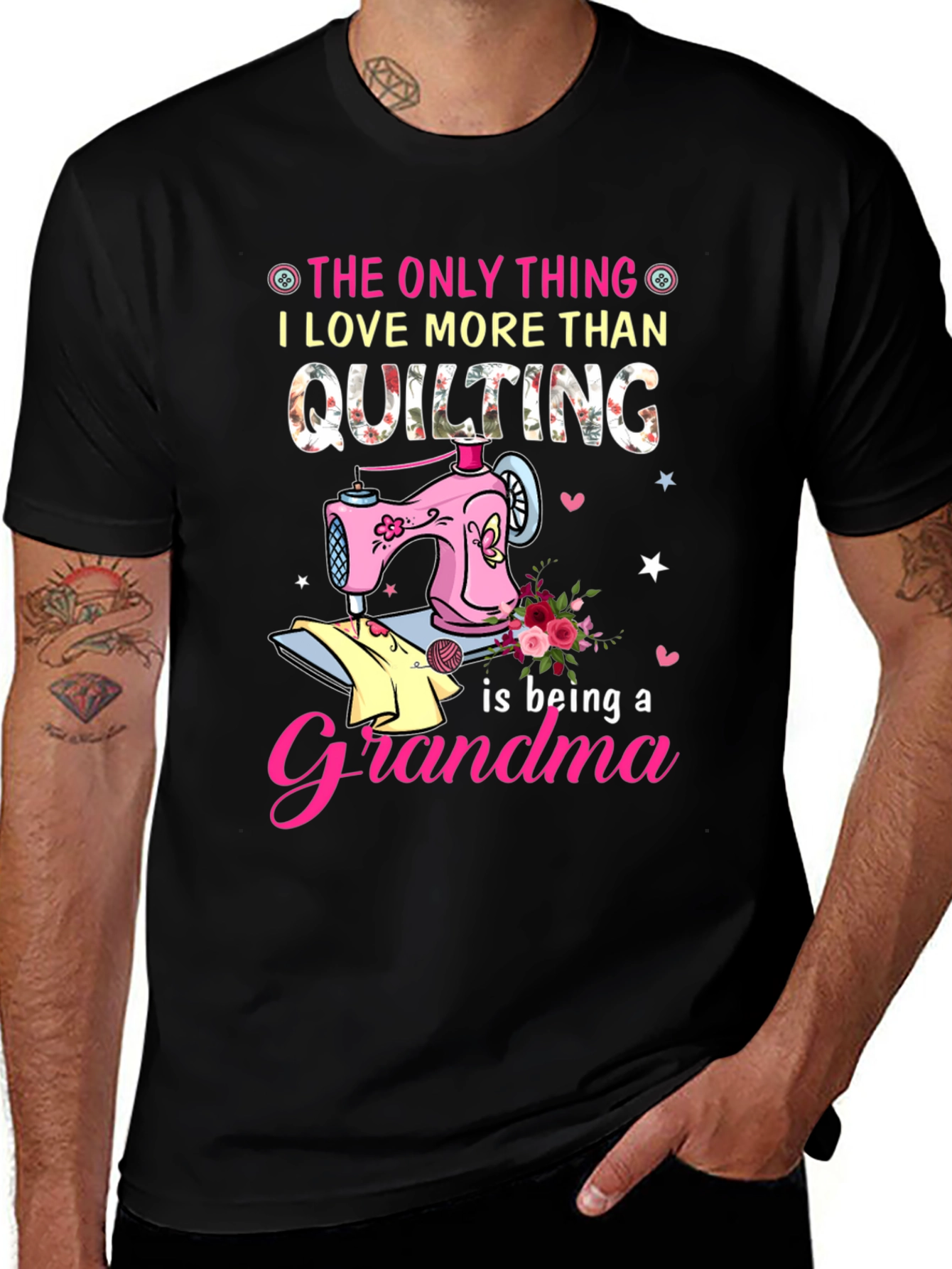 Variant 17 of Quilting Grandma Black T-Shirt
