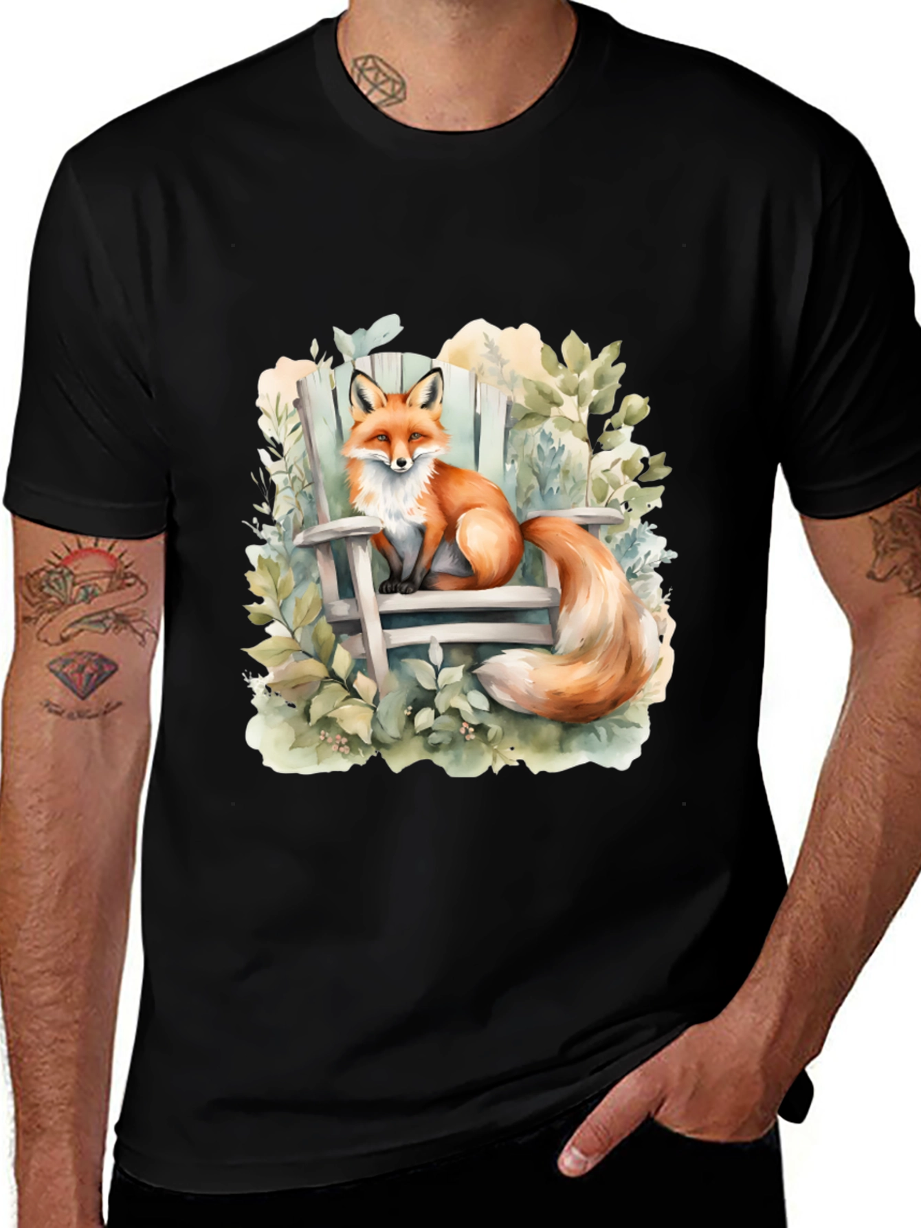 Variant 16 of Fox on Chair Graphic Tee - Nature Lover's Shirt
