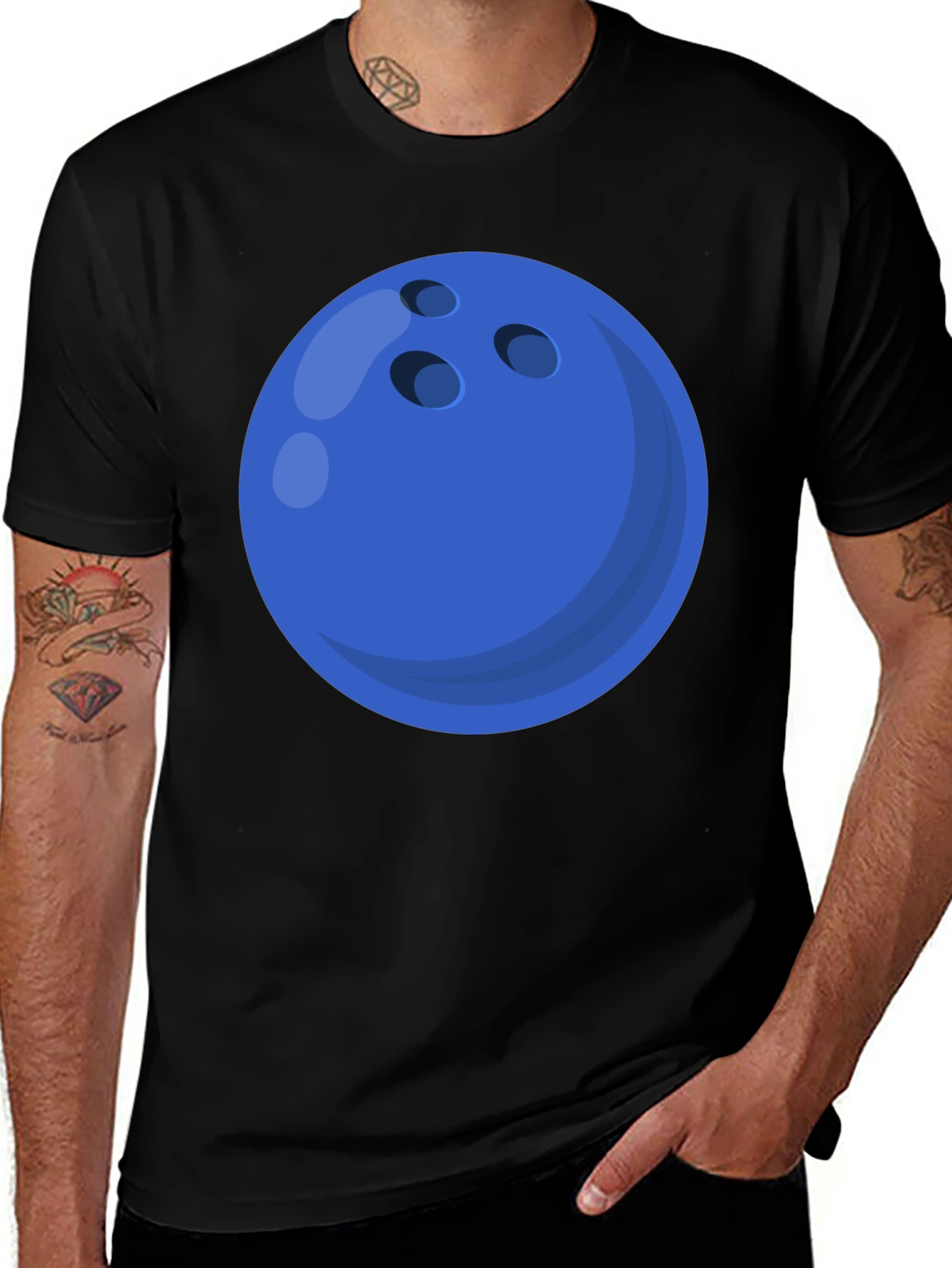 Variant 24 of Bowling Ball Graphic Tee - Black Cotton T-Shirt
