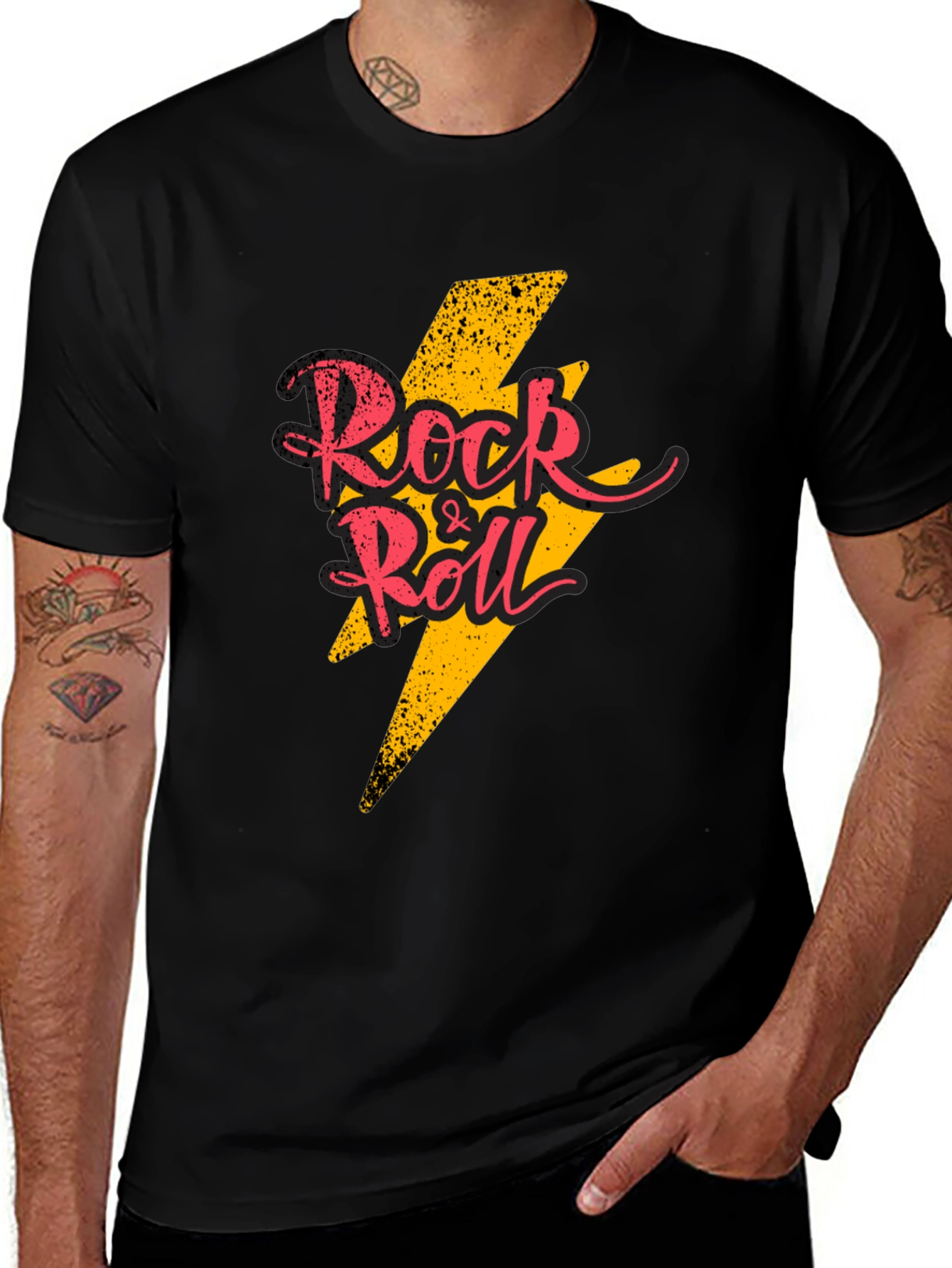 Variant 25 of Rock & Roll Graphic T-Shirt - Black Cotton Tee