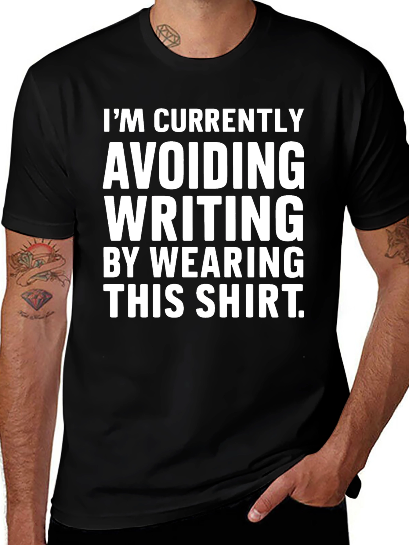 Variant 10 of Avoiding Writing T-Shirt - Funny Writer's Block Tee
