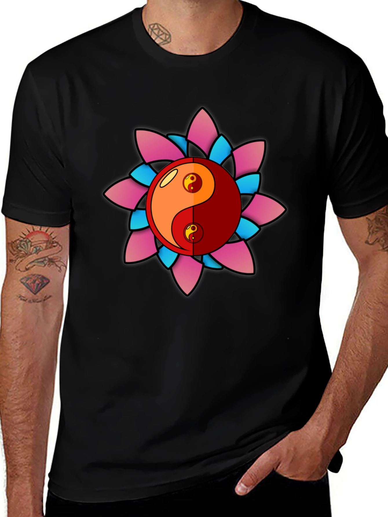 Variant 2 of Yin Yang Lotus Graphic T-Shirt
