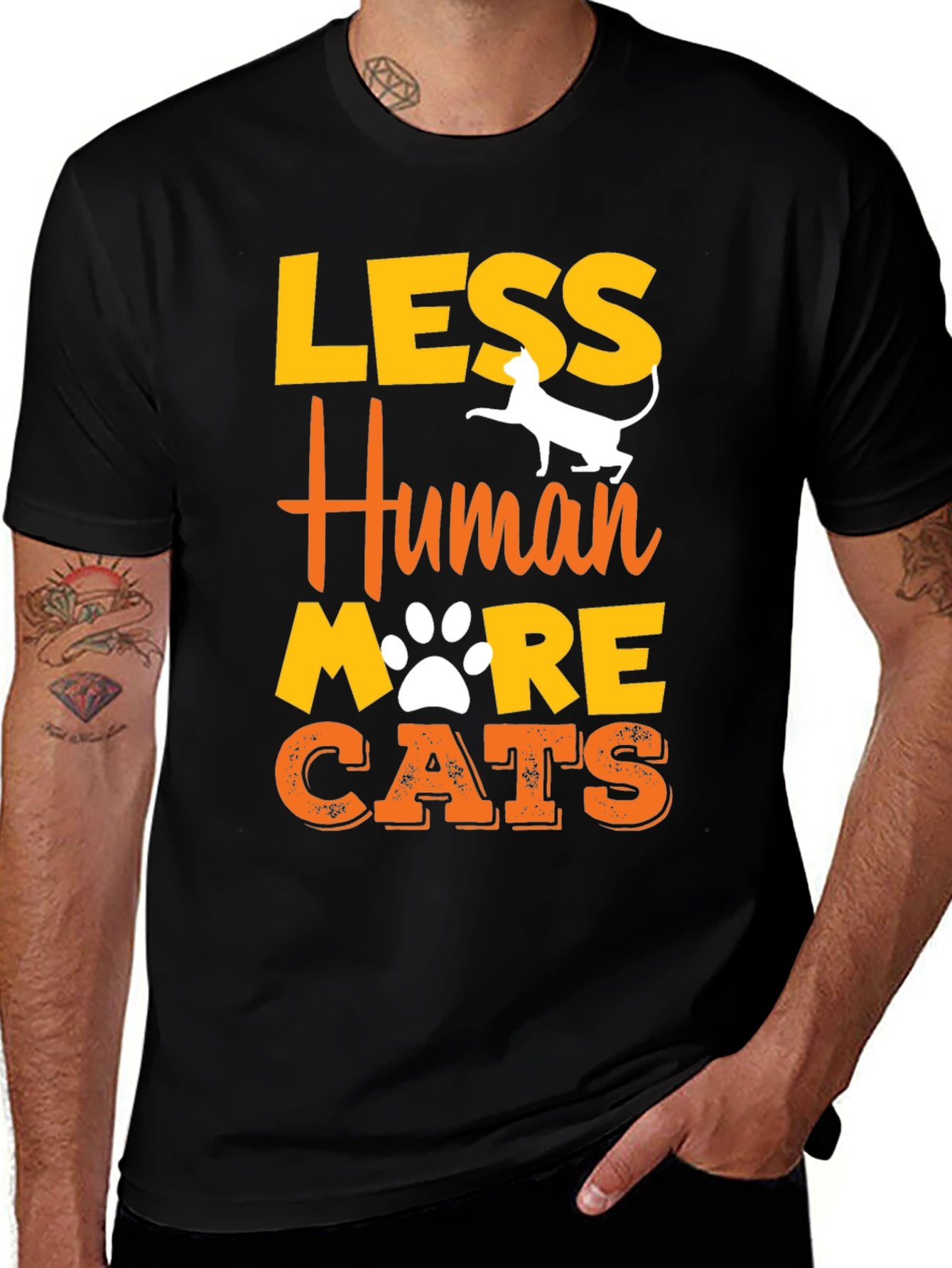 Variant 12 of Less Human More Cats Graphic T-Shirt