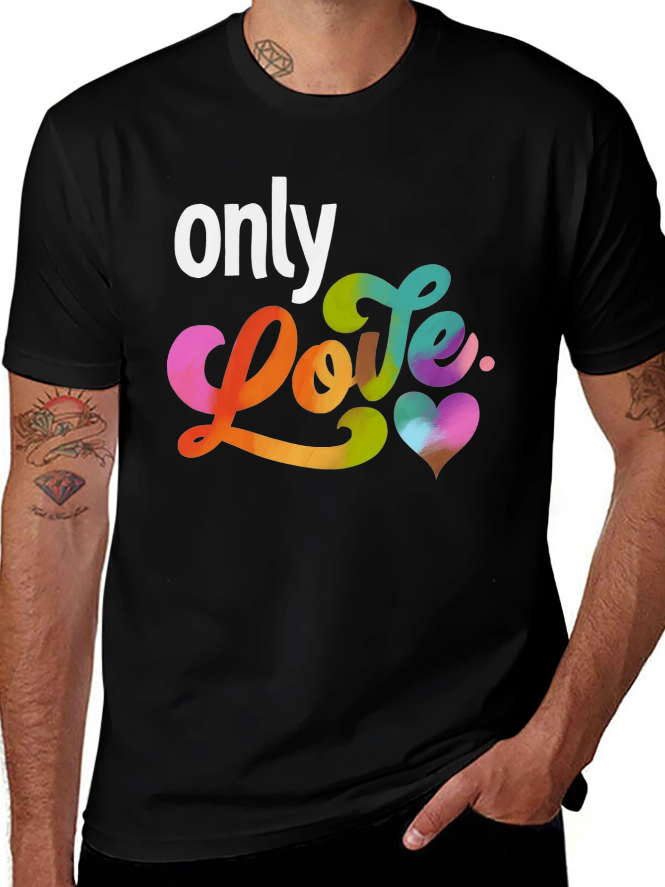 Variant 22 of Only Love Graphic Tee - Rainbow Heart LGBTQ Pride Shirt