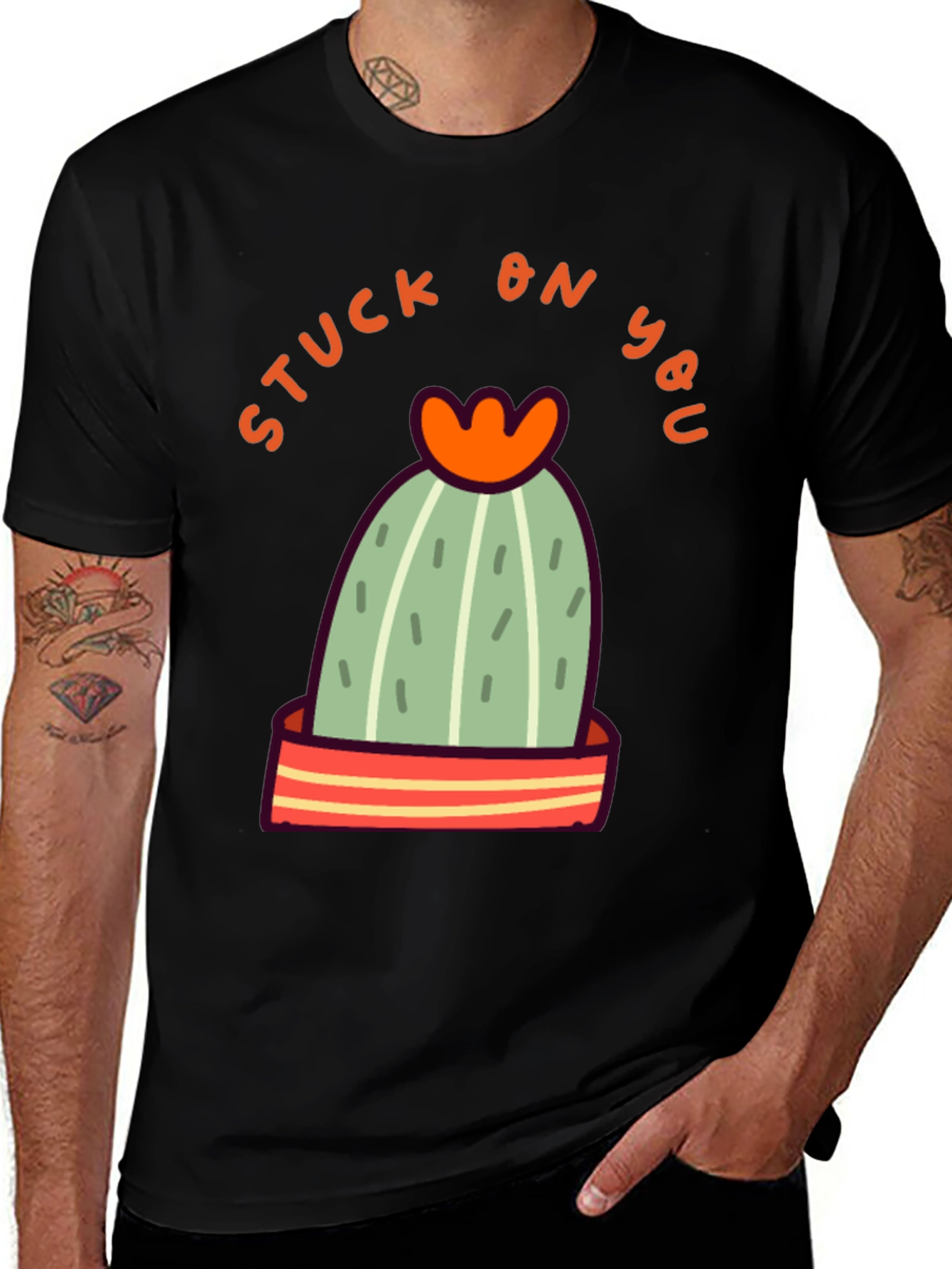 Variant 23 of Stuck On You Cactus Graphic Tee - Trendy Casual Wear