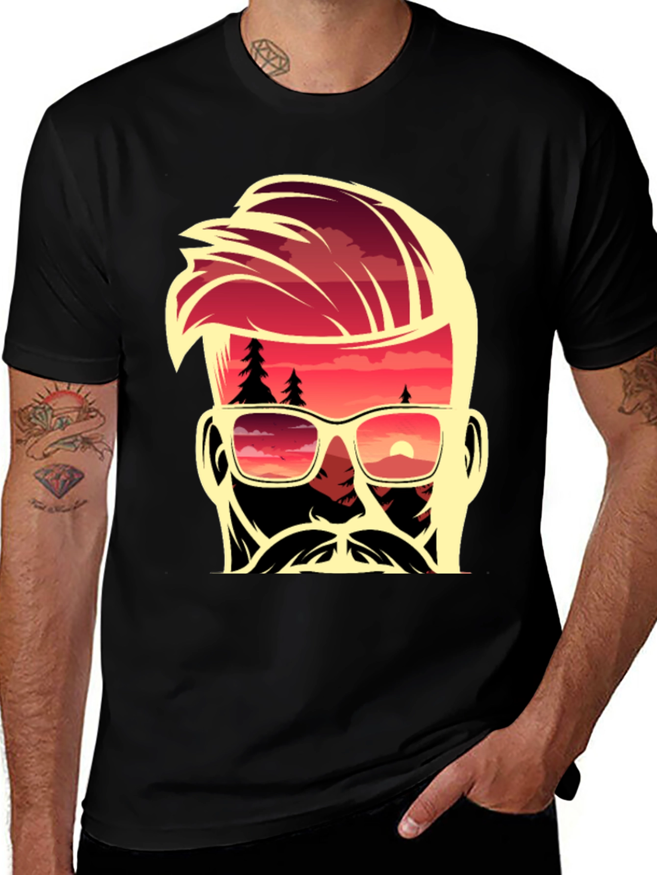 Variant 19 of Sunset Dude Graphic Tee - Cool Retro Design