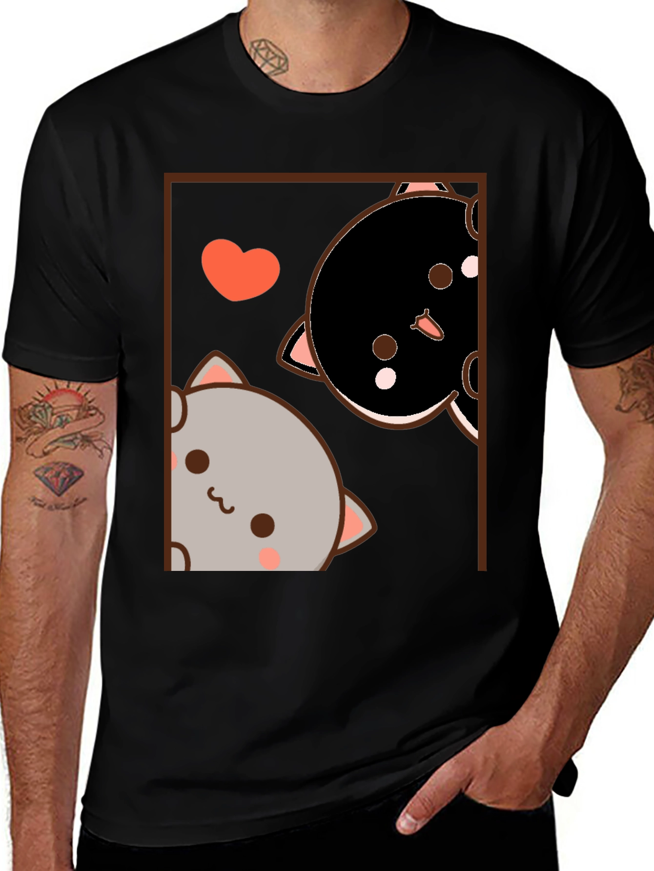 Variant 10 of Cute Cats Graphic Black T-Shirt