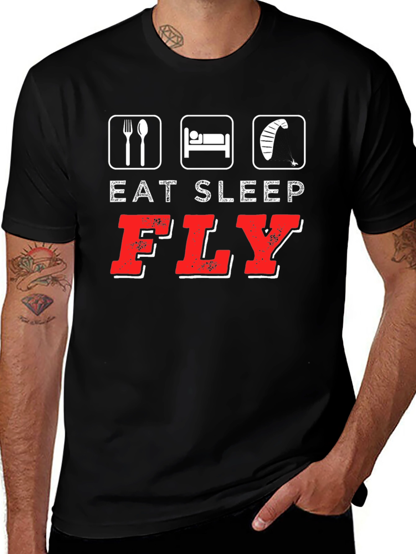 Variant 23 of Eat Sleep Fly T-Shirt | Kitesurfing Tee