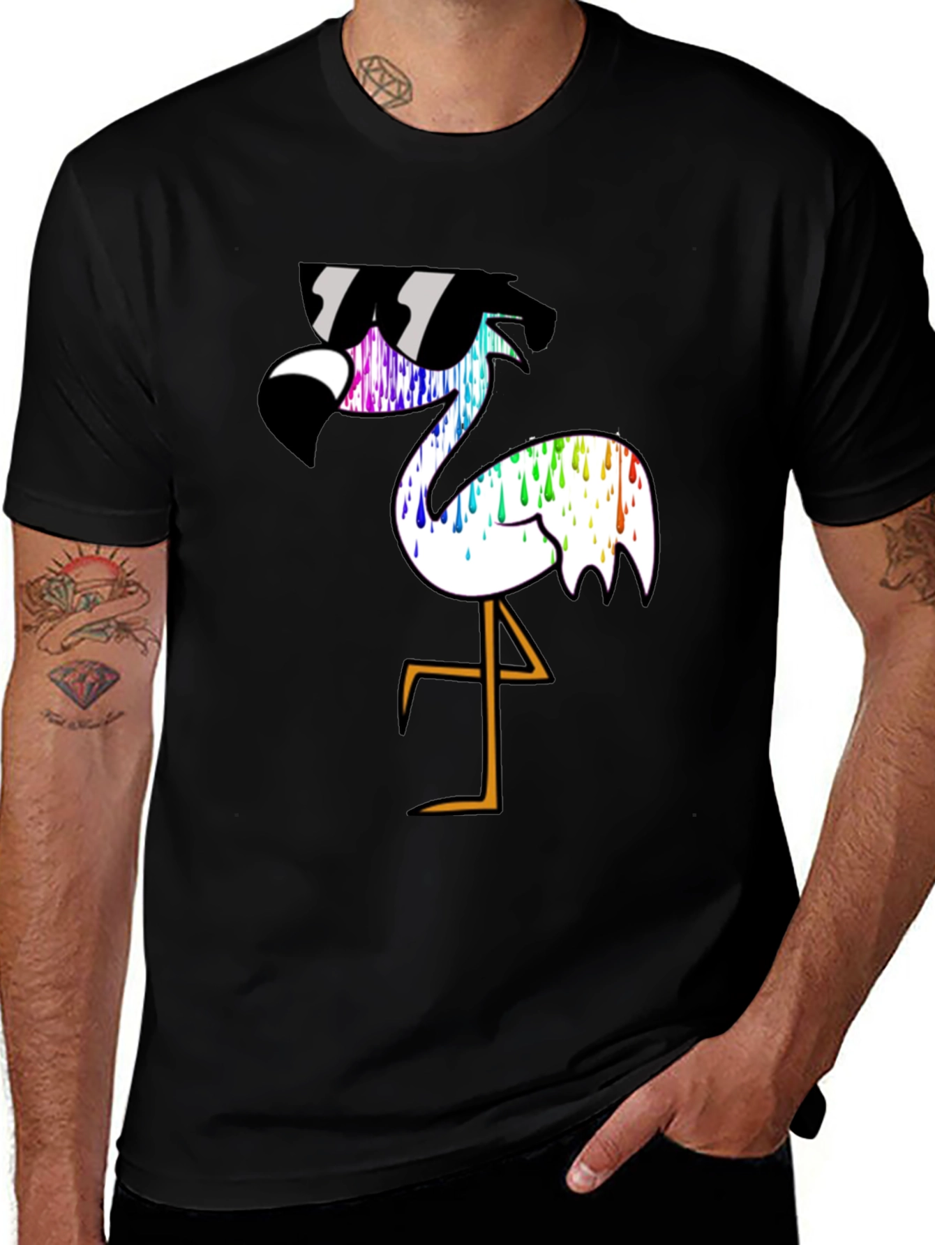 Variant 26 of Cool Flamingo Graphic T-Shirt - Black