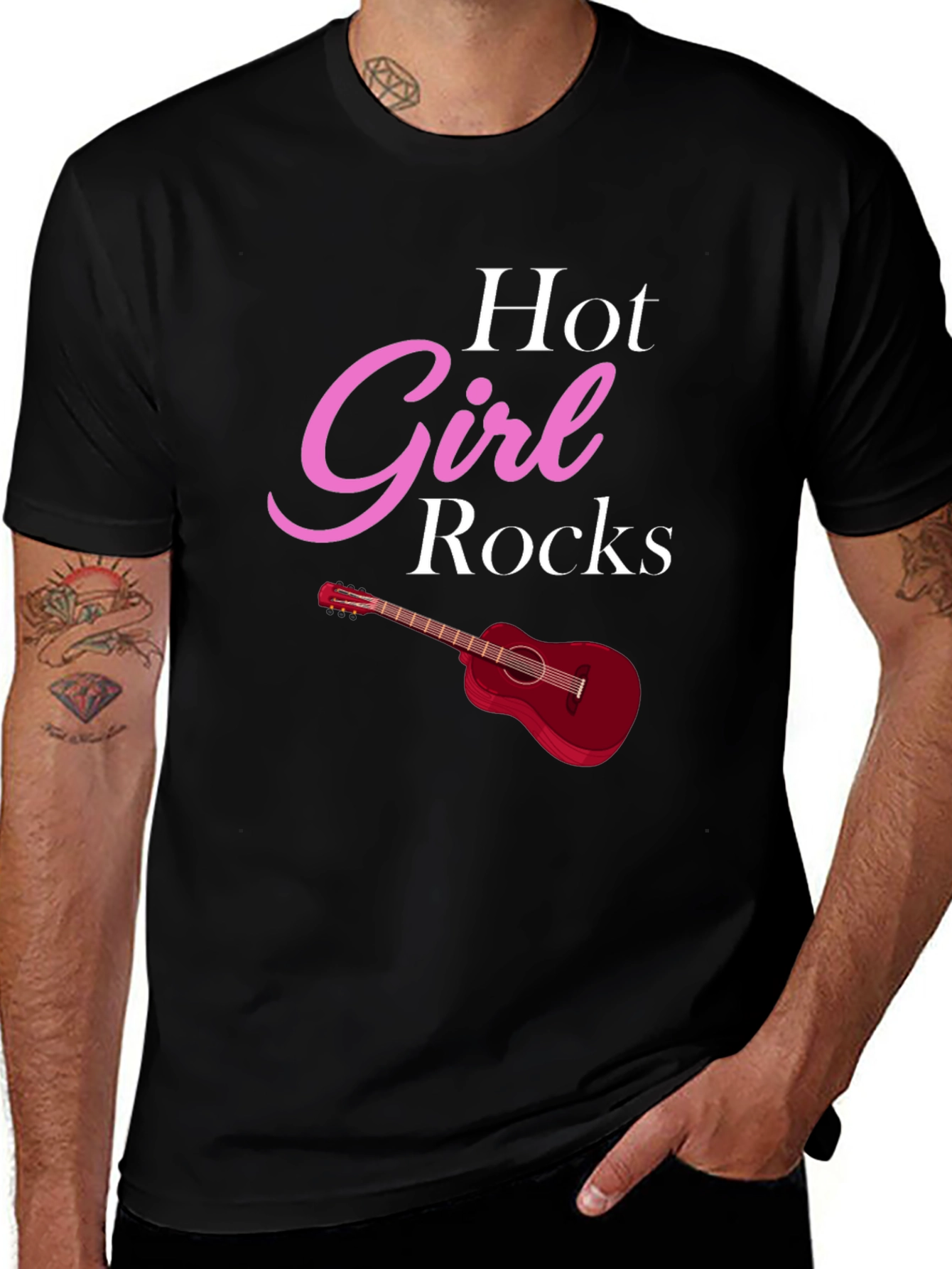Variant 6 of Hot Girl Rocks T-Shirt - Music Lover Tee