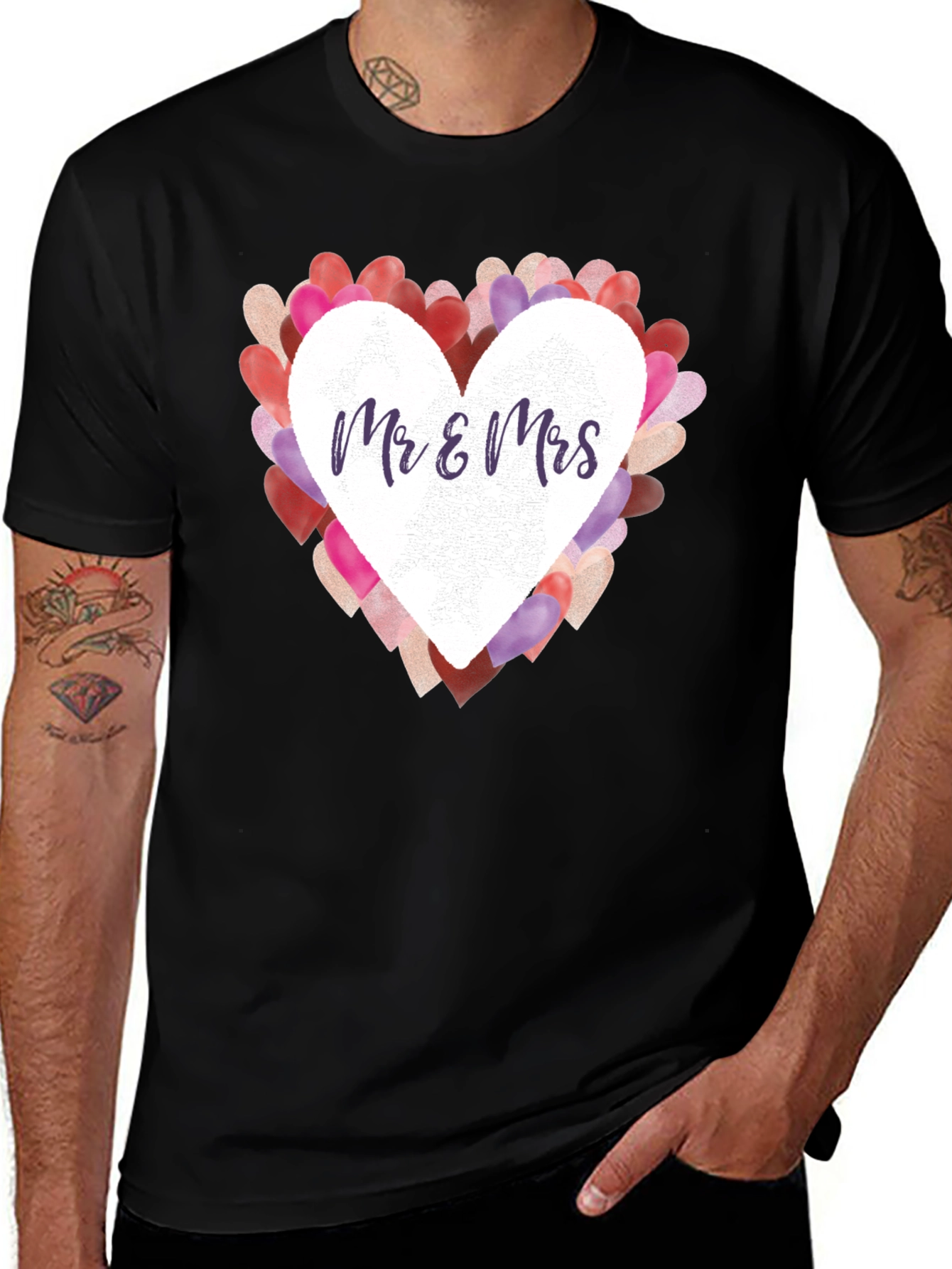 Mr. & Mrs. Heart Graphic Tee - Wedding Anniversary Gift
