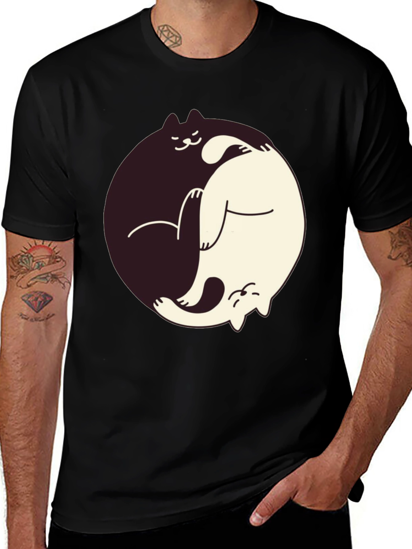 Variant 16 of Yin Yang Cat Graphic T-Shirt