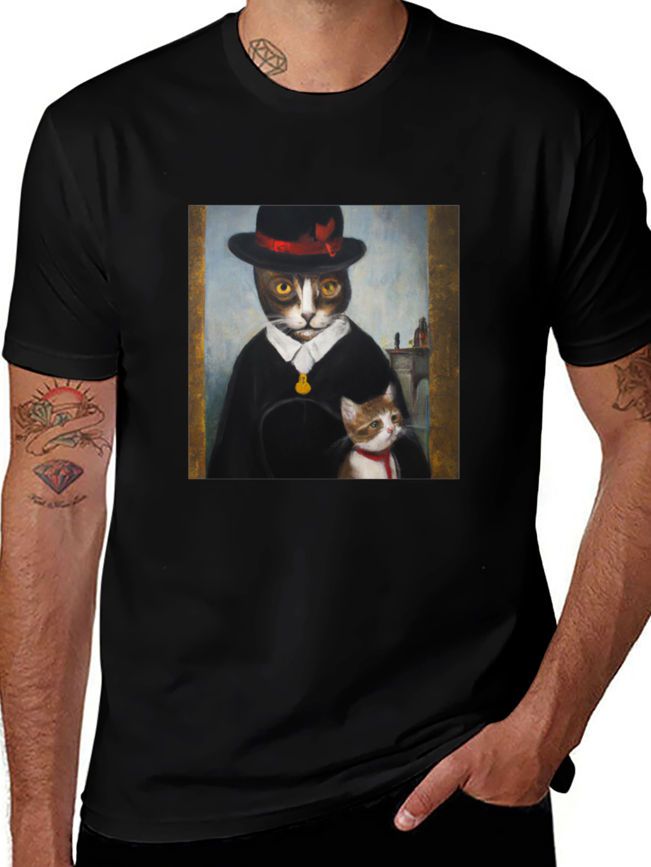 Variant 13 of Dapper Cat Portrait T-Shirt - Unique Graphic Tee