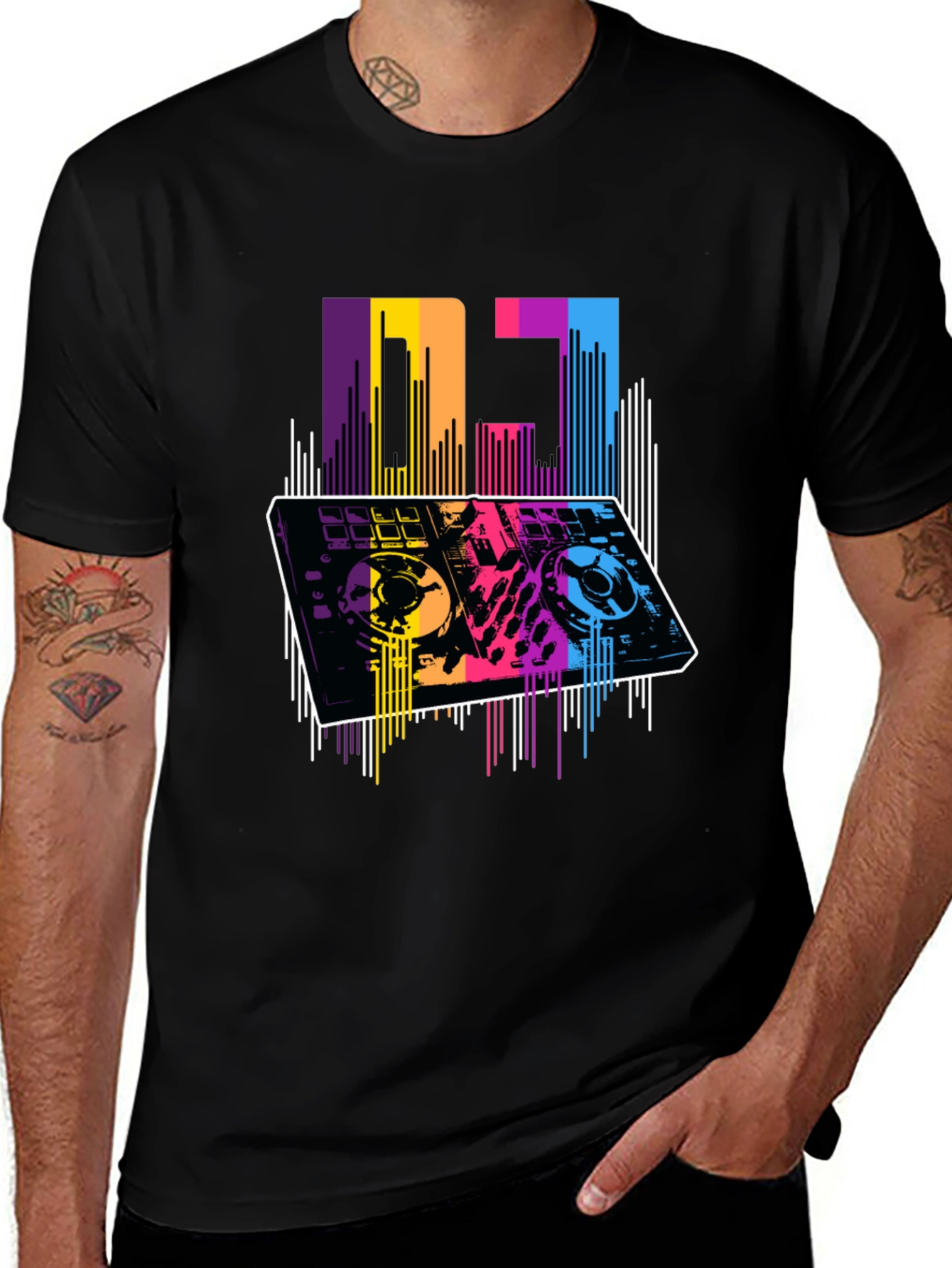 Variant 5 of DJ Graphic Tee - Black Music Mixer T-Shirt