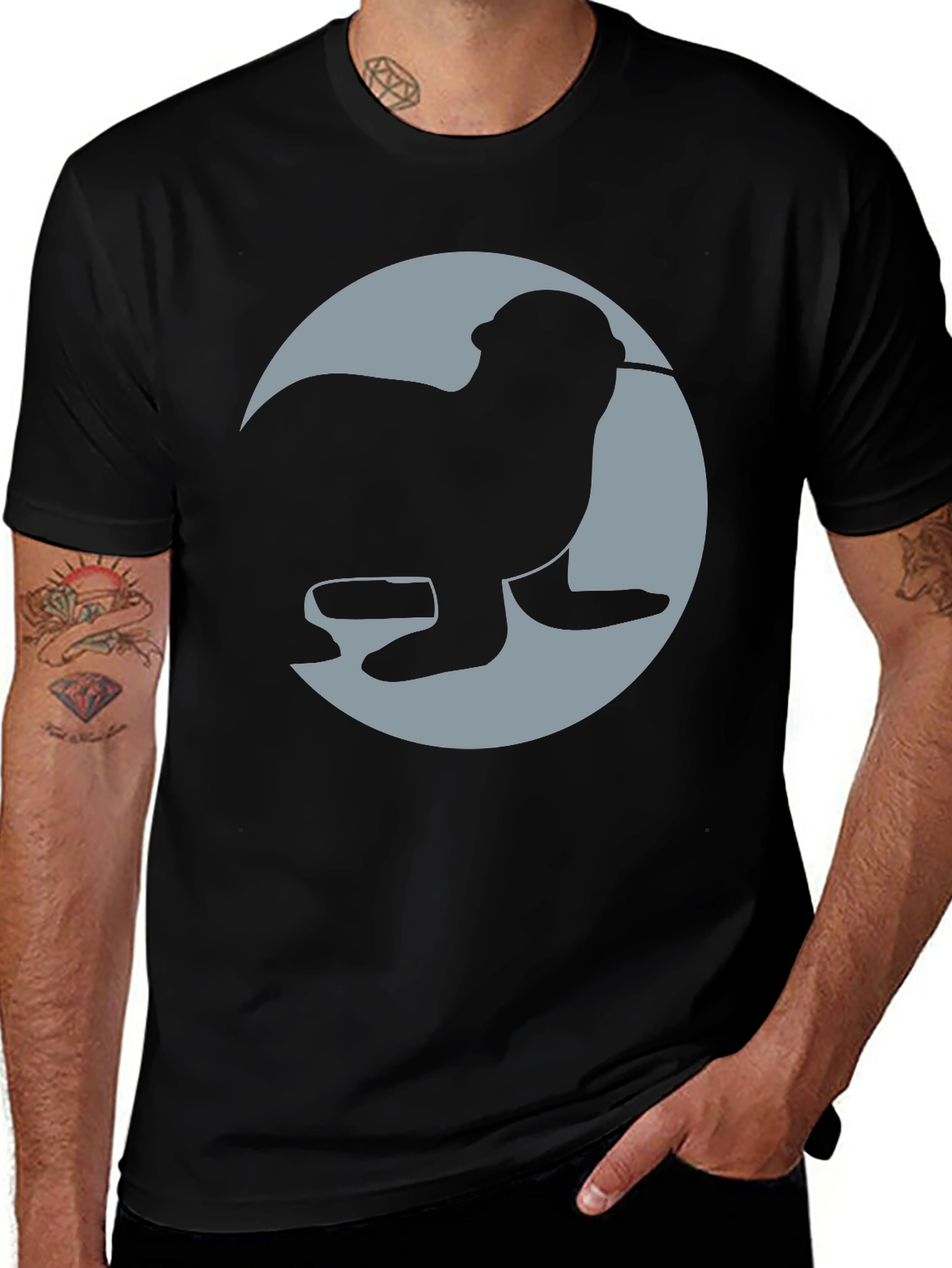 Variant 19 of Seal Silhouette Graphic Tee - Black Casual Shirt