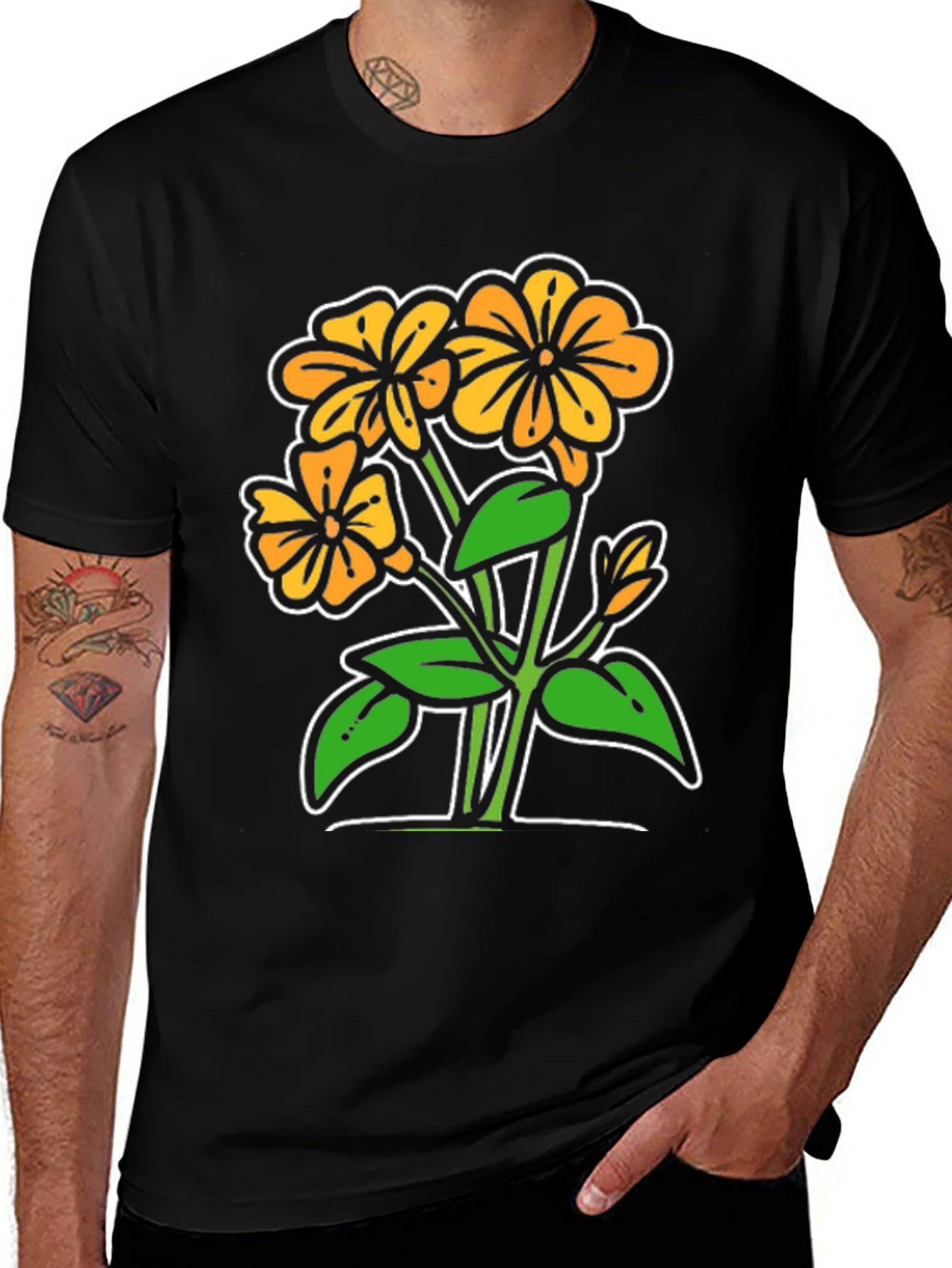 Variant 14 of Floral Graphic Black Tee