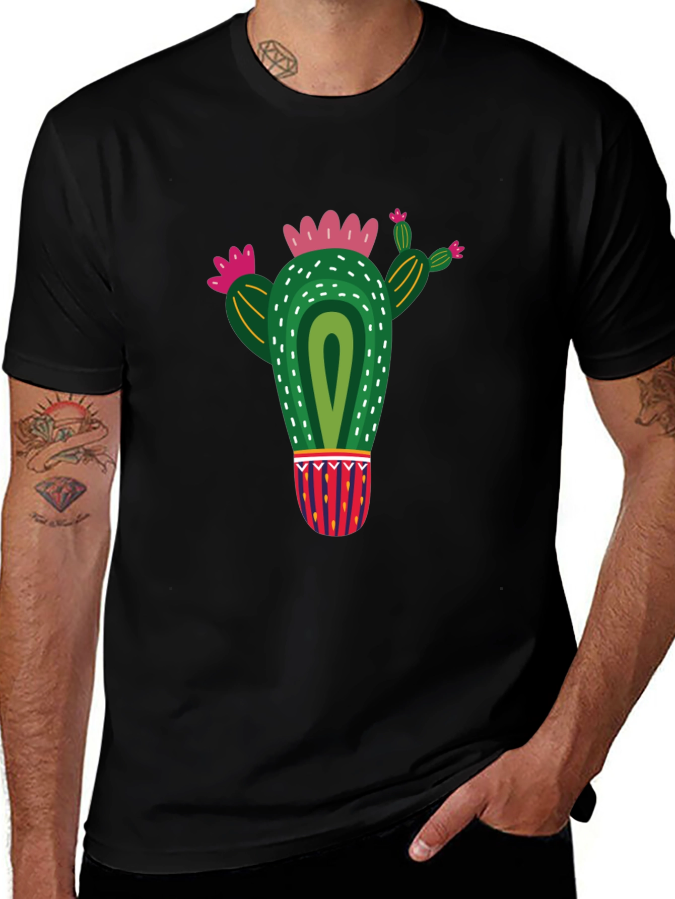 Variant 15 of Cactus Graphic Black T-Shirt