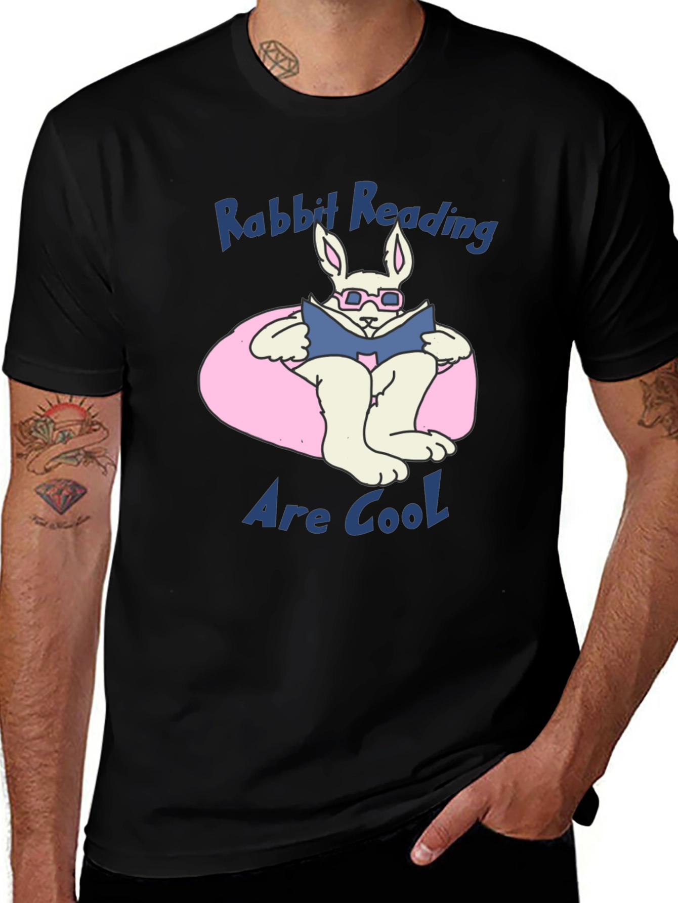 Variant 2 of Rabbit Reading Book Graphic T-Shirt