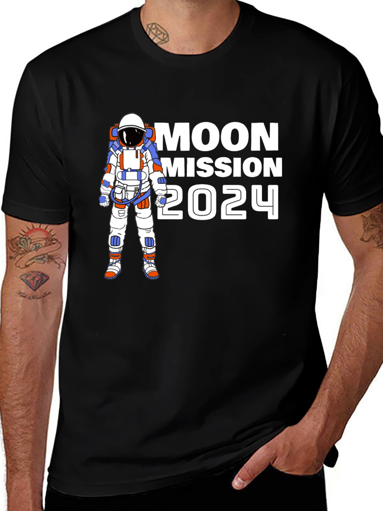 Variant 3 of Moon Mission 2024 T-Shirt - Astronaut Graphic Tee