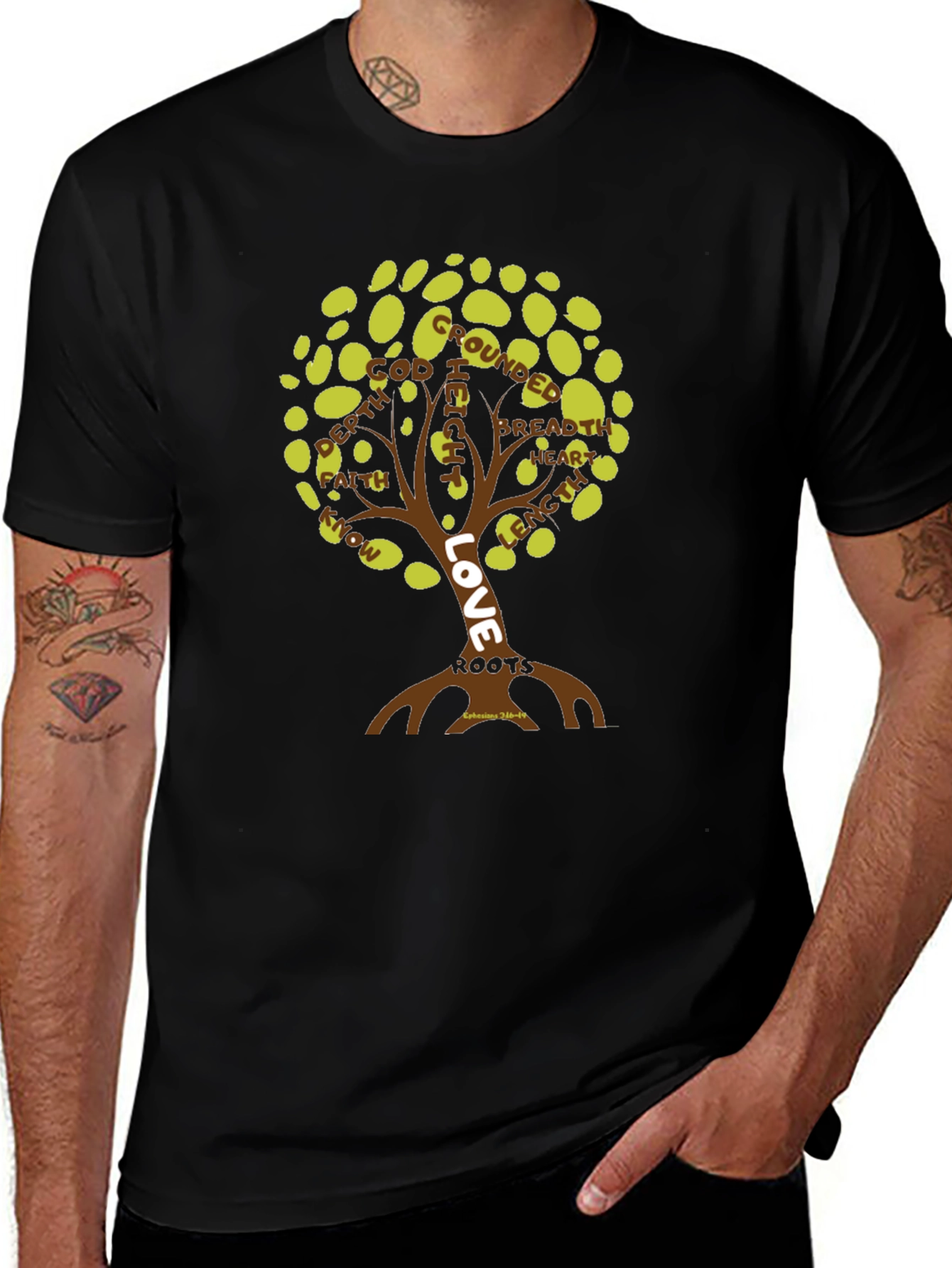 Variant 17 of Love Roots Tree Graphic T-Shirt - Black