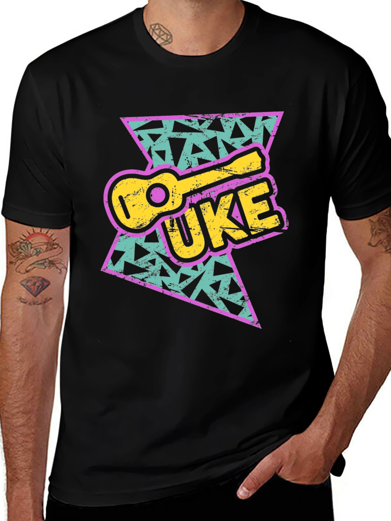 Variant 17 of Retro UKE T-Shirt - 90s Ukulele Design Tee