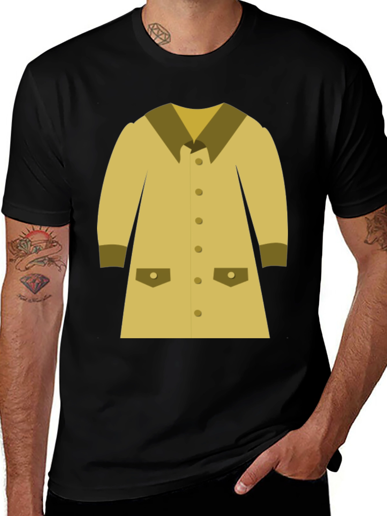 Variant 26 of Retro Trench Coat Graphic Tee - Classic Style Shirt