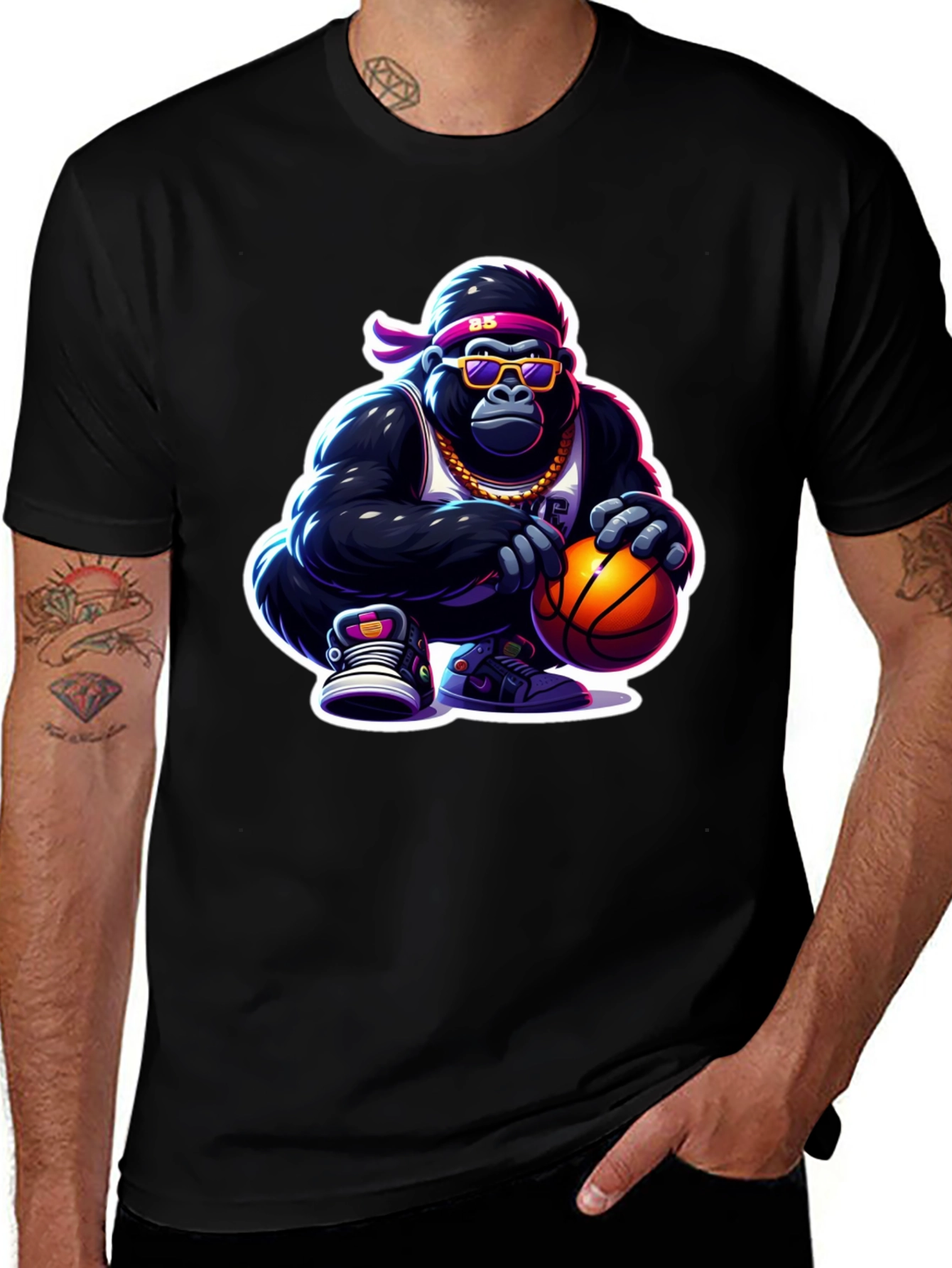 Variant 14 of Cool Gorilla Basketball Graphic Tee
