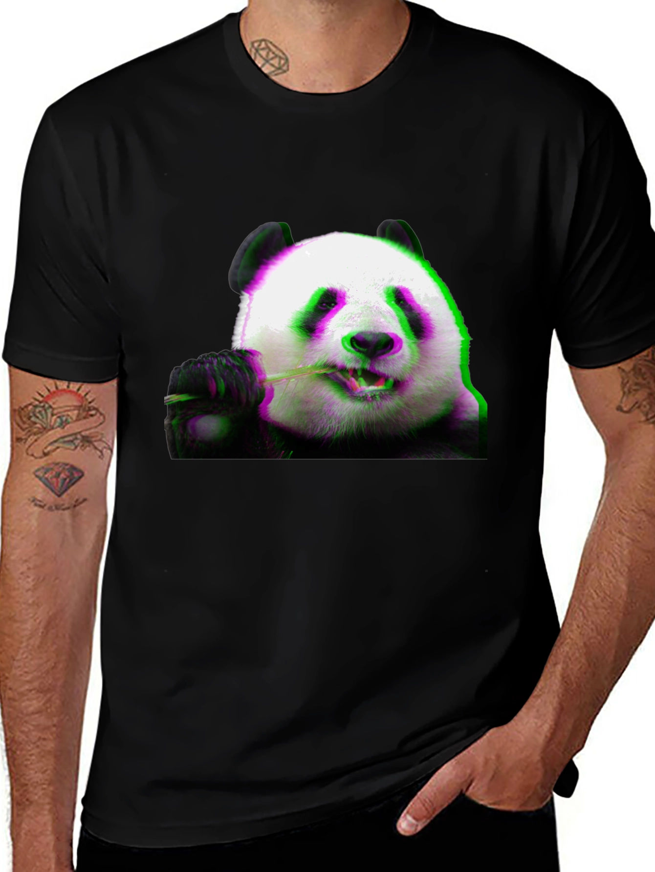 Variant 29 of Panda Tee - Unique 3D Style Black T-Shirt