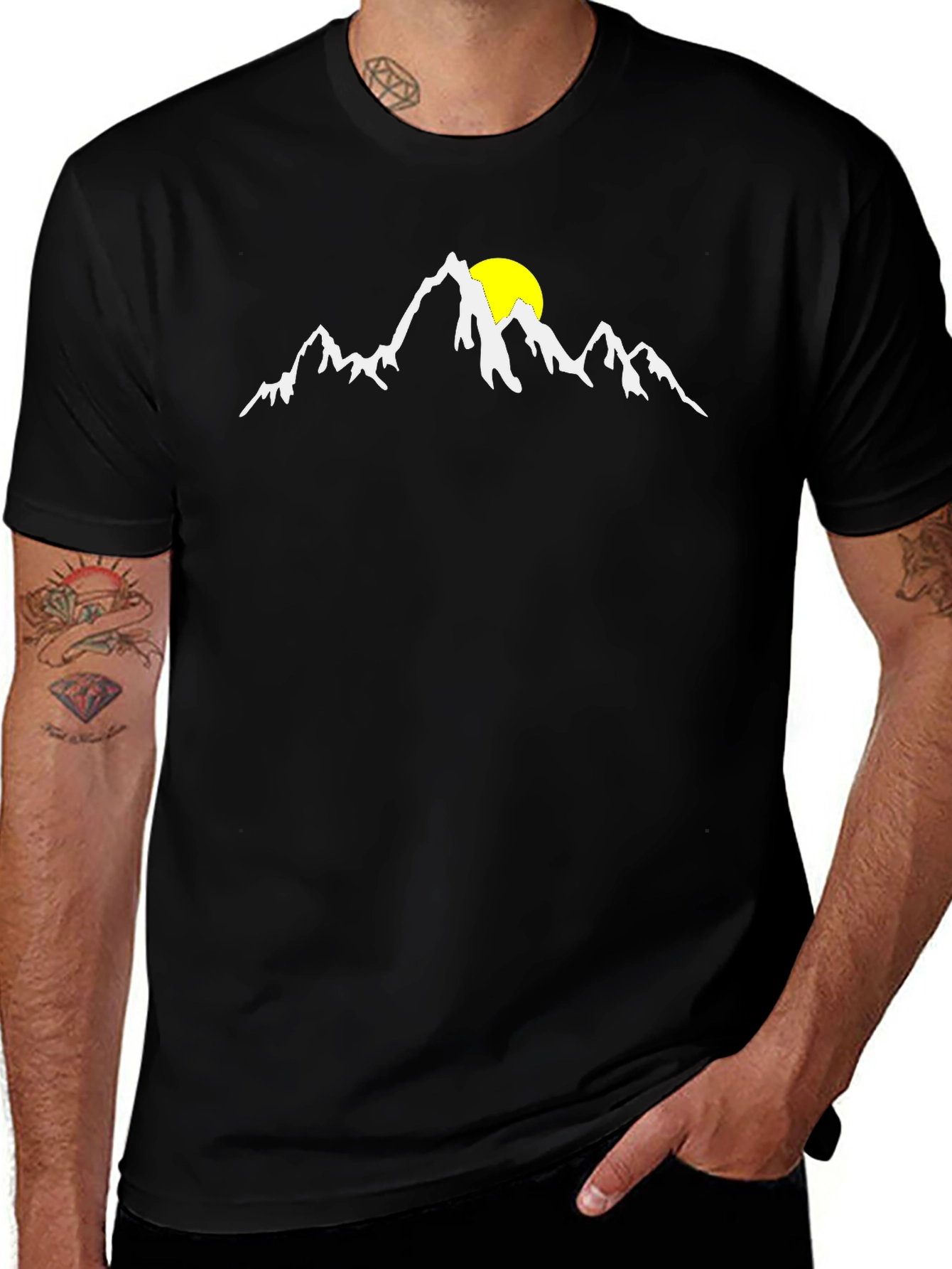 Variant 12 of Mountain Sunrise Graphic Tee - Black Cotton Blend