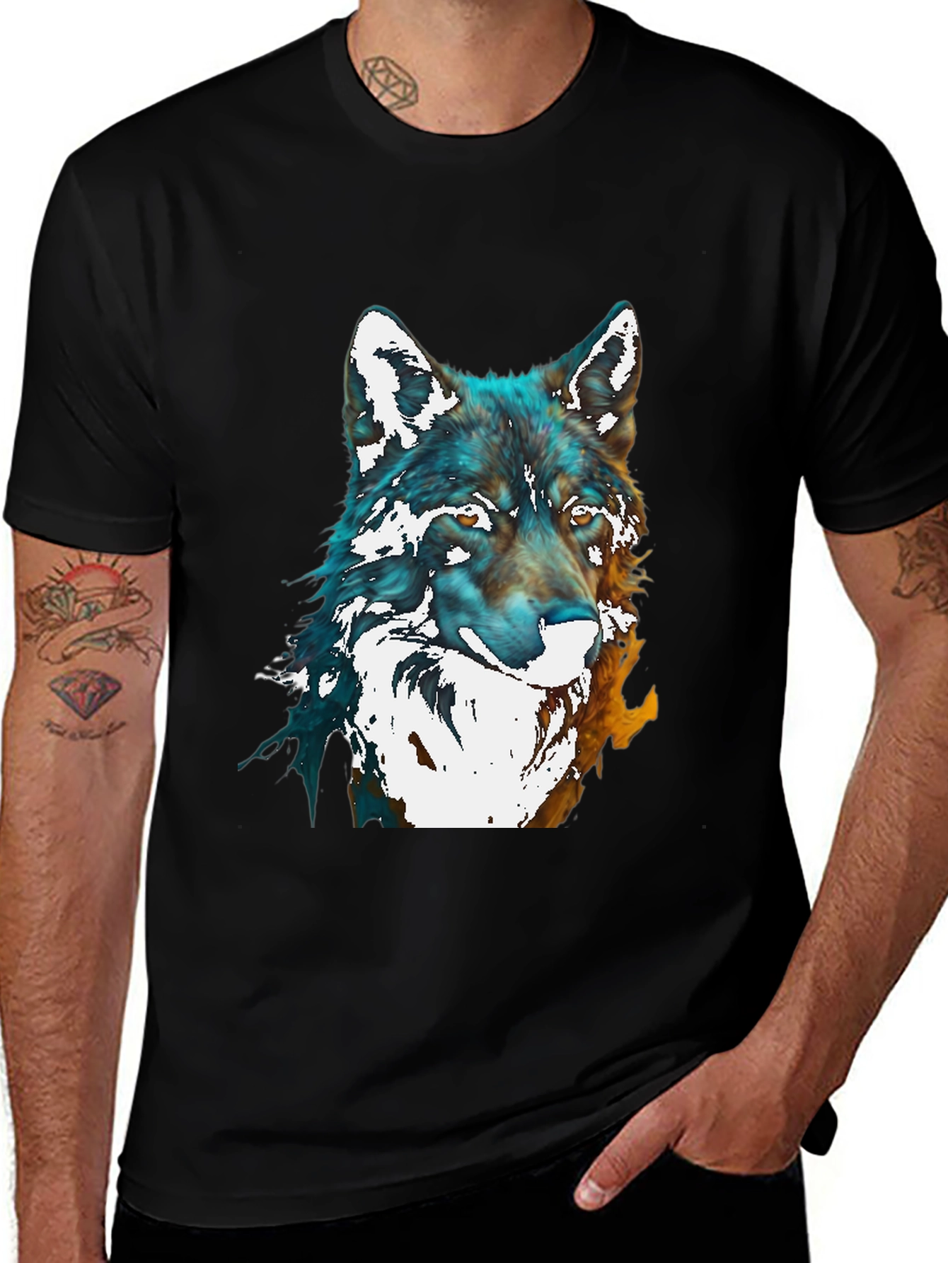 Variant 29 of Wolf Graphic Print Black T-Shirt
